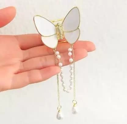 1 PCS White Marble Butterfly Hair Claw Clip for Women & Girls - Elegant Wedding Hair Accessory, Perfect for Bridal, Prom & Special Occasions