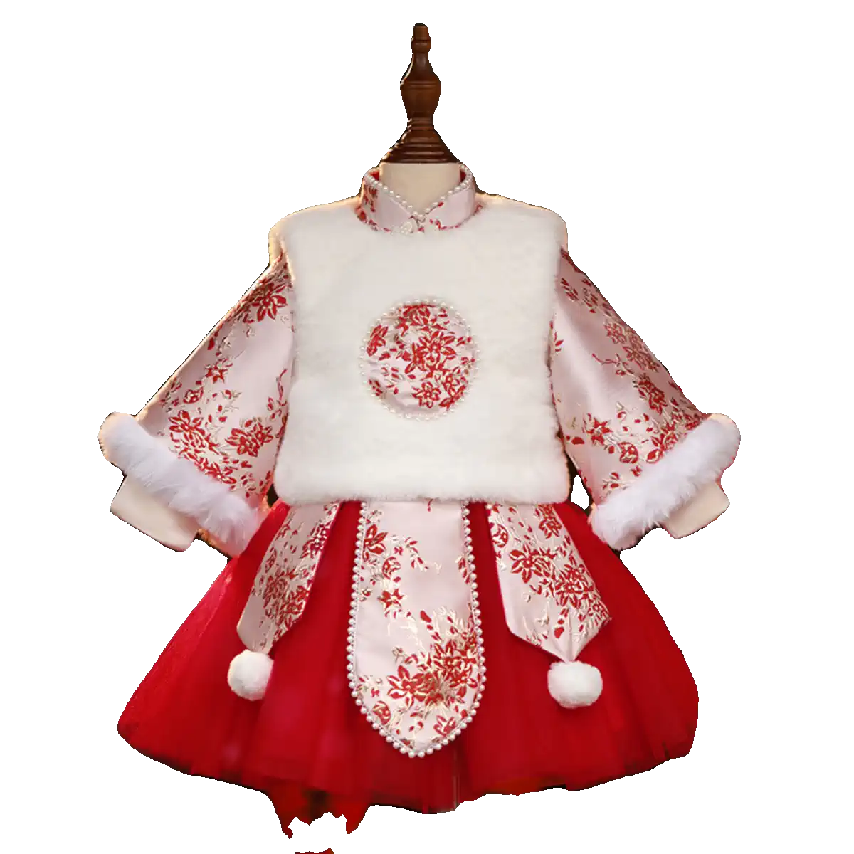 Elegant Embroidered Winter Christmas Dress for Girls - Luxury Birthday Princess Gown for Holiday Parties & Special Occasions