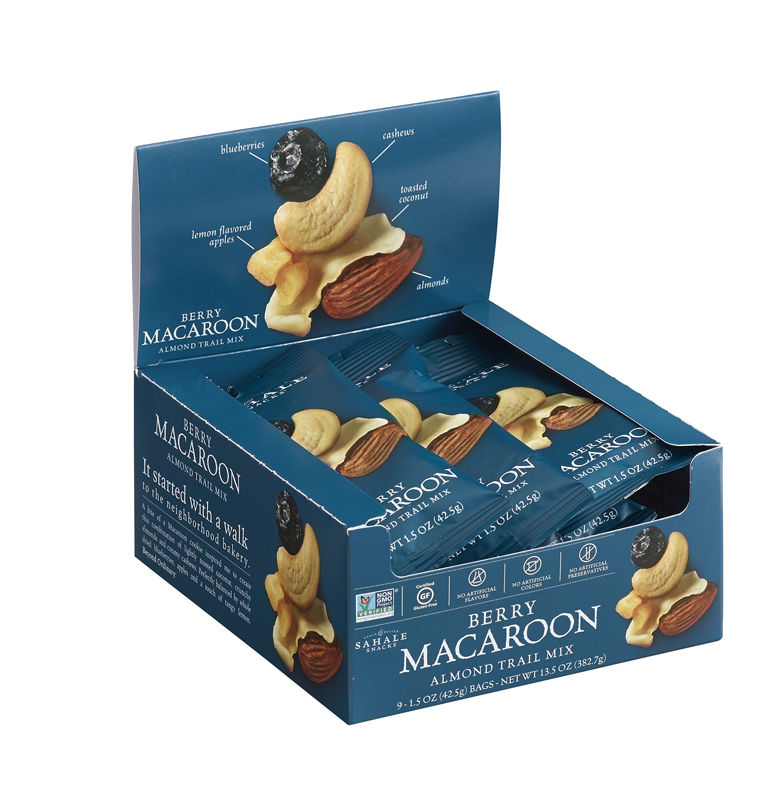 Sahale Snacks Berry Macaroon Almond Trail Mix - Gluten Free Healthy Snack, 1.5oz (9 Pack) - Perfect for Hiking, Camping & Office Snacks