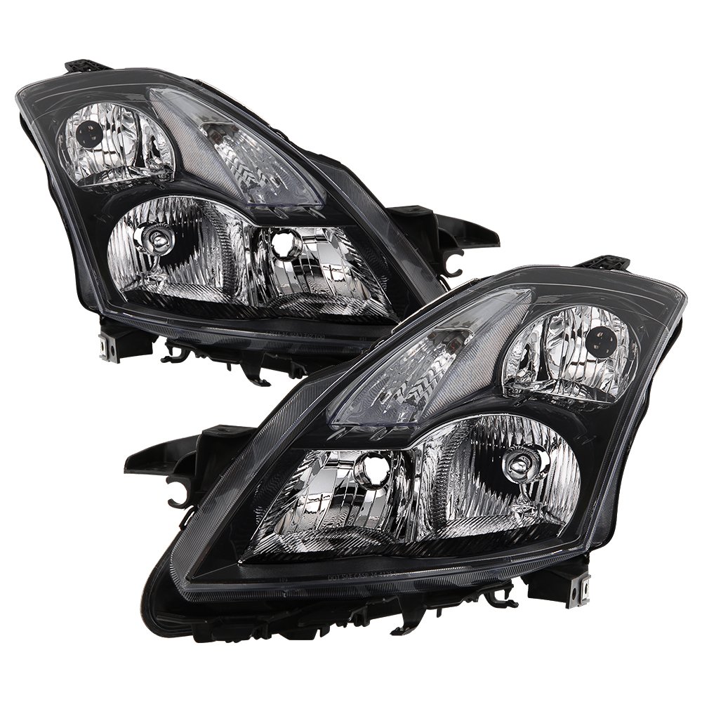 Jdragon Replacement Headlights Compatible for 2007-2009 Nissan Altima 4-Door Sedan - Black Housing with Clear Signal Lamps - Perfect for Night Driving & Car Upgrades