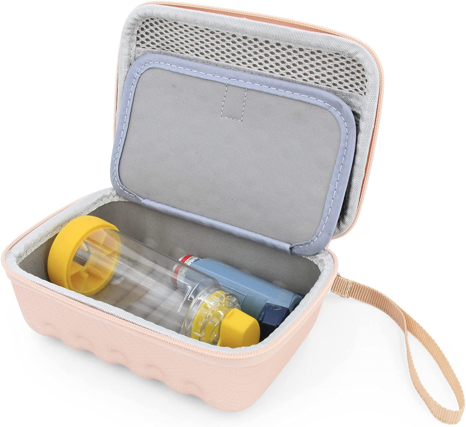 CASEMATIX Rose Gold Asthma Inhaler Travel Case - Fits Spacer, Mask & Accessories (Case Only) - Perfect for Airplane, Gym & Outdoor Activities