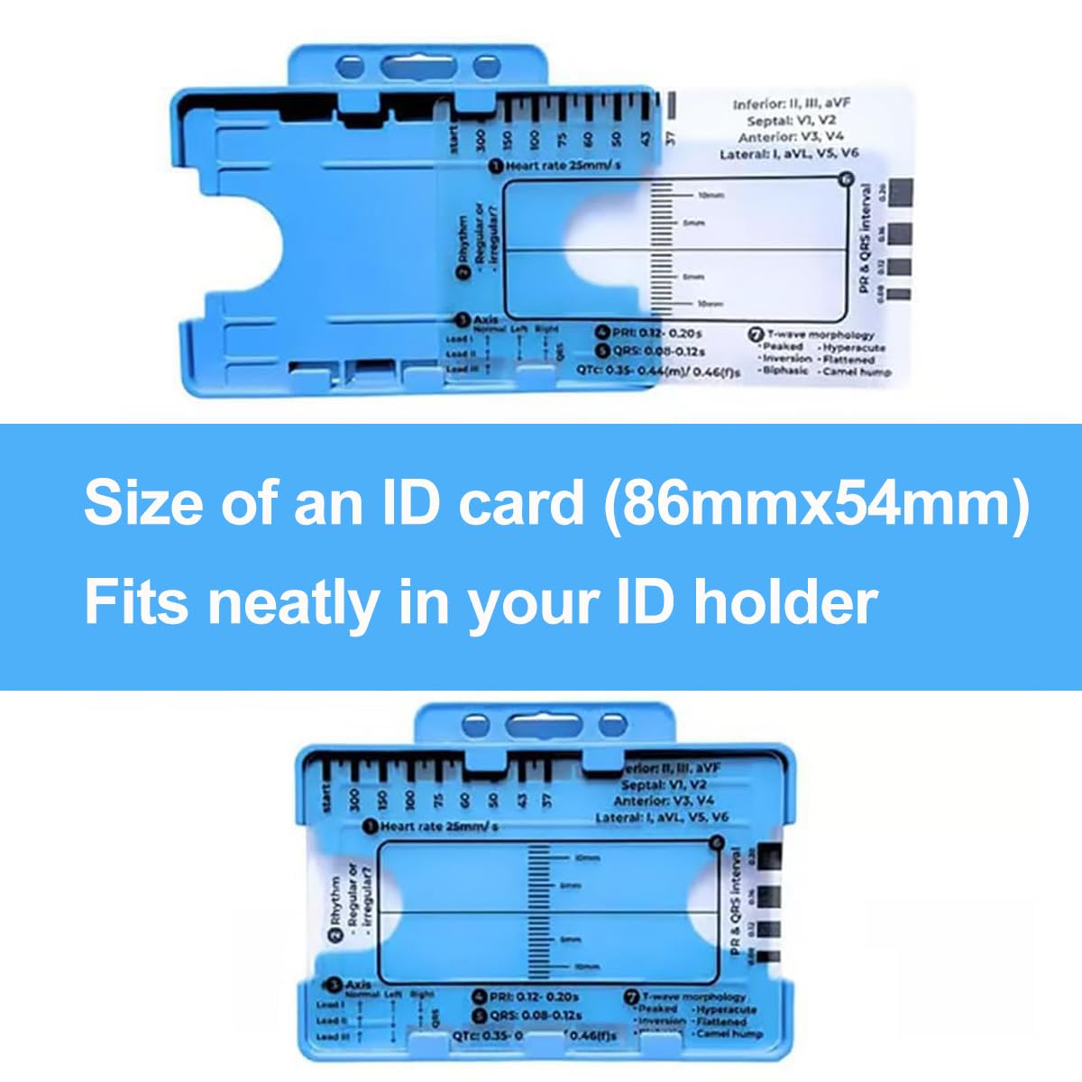 7-Step ECG Ruler for EKG Interpretation - Transparent Caliper Measuring Tool with Portable Assessment Card (2PCS) - Perfect for Medical Students, Nurses & Doctors for Heart Rate Monitoring & ECG Analysis