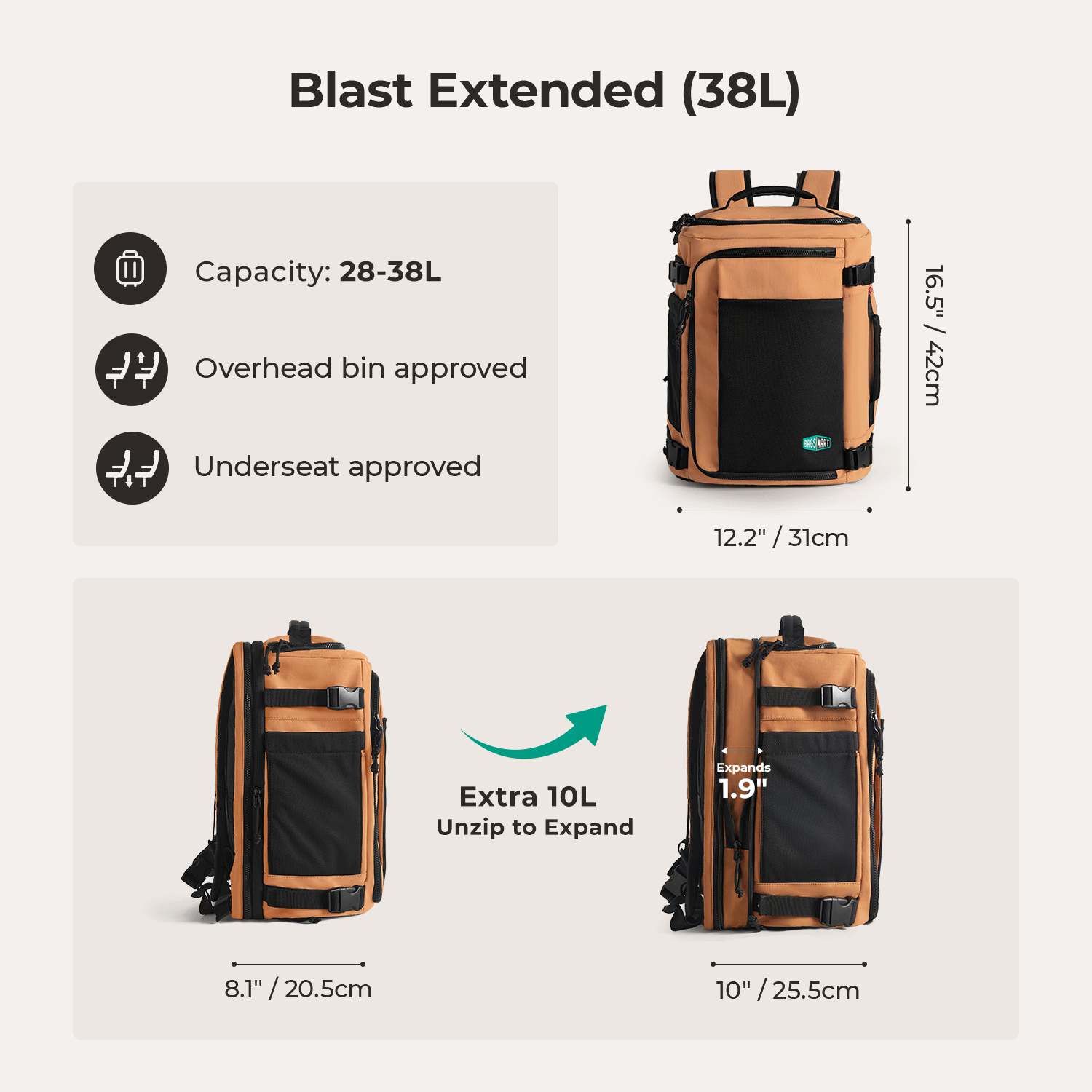 Blast Mesh Travel Backpack - Lightweight Durable Carry-On Backpack for Men & Women | Perfect for Air Travel, Hiking & Daily Commute