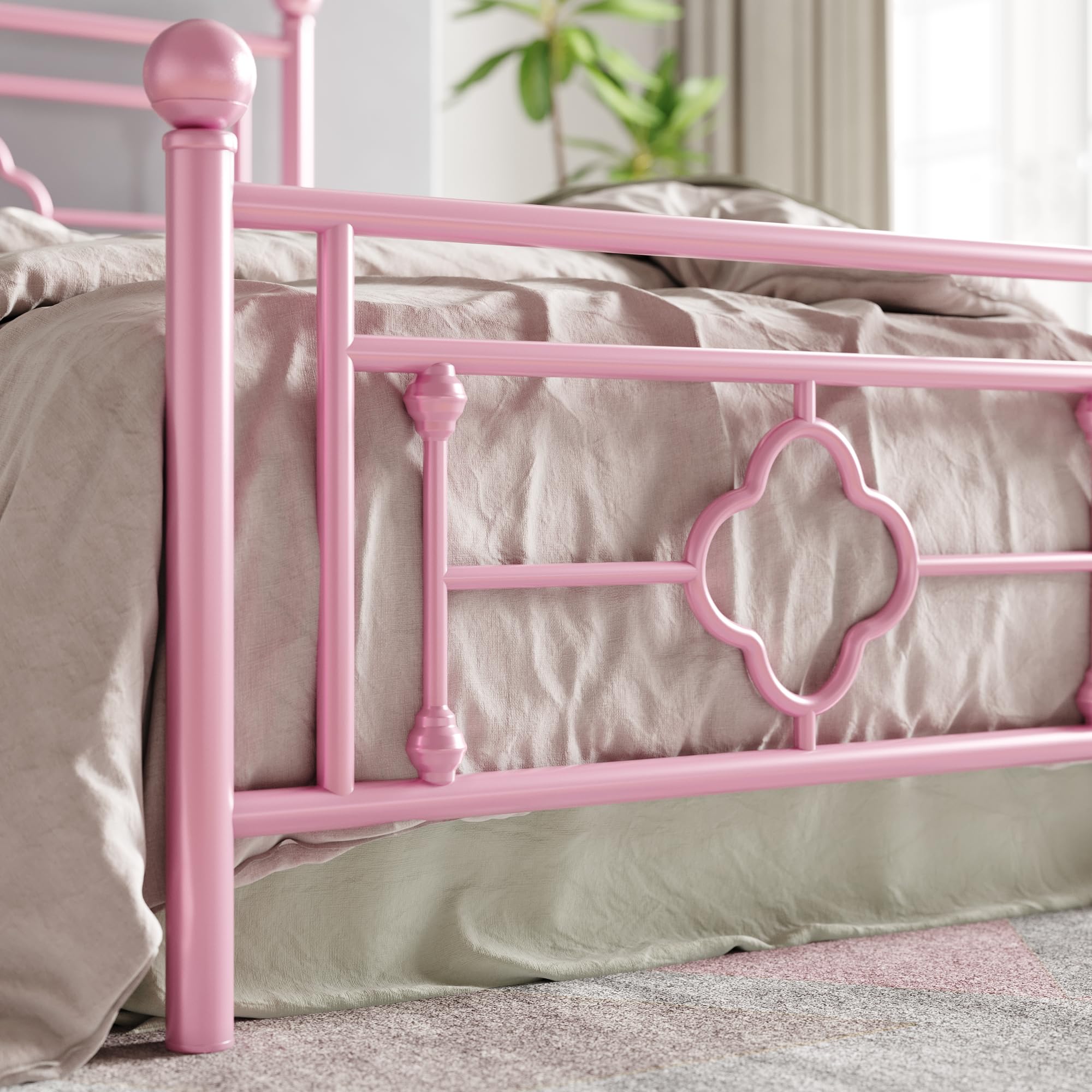 HOOMIC 14 Inch Twin Size Metal Platform Bed Frame with Wrought Iron Headboard - Victorian Style Bed Frame No Box Spring Needed, Easy Assembly, Underbed Storage - Perfect for Kids Rooms, Guest Bedrooms & Small Spaces