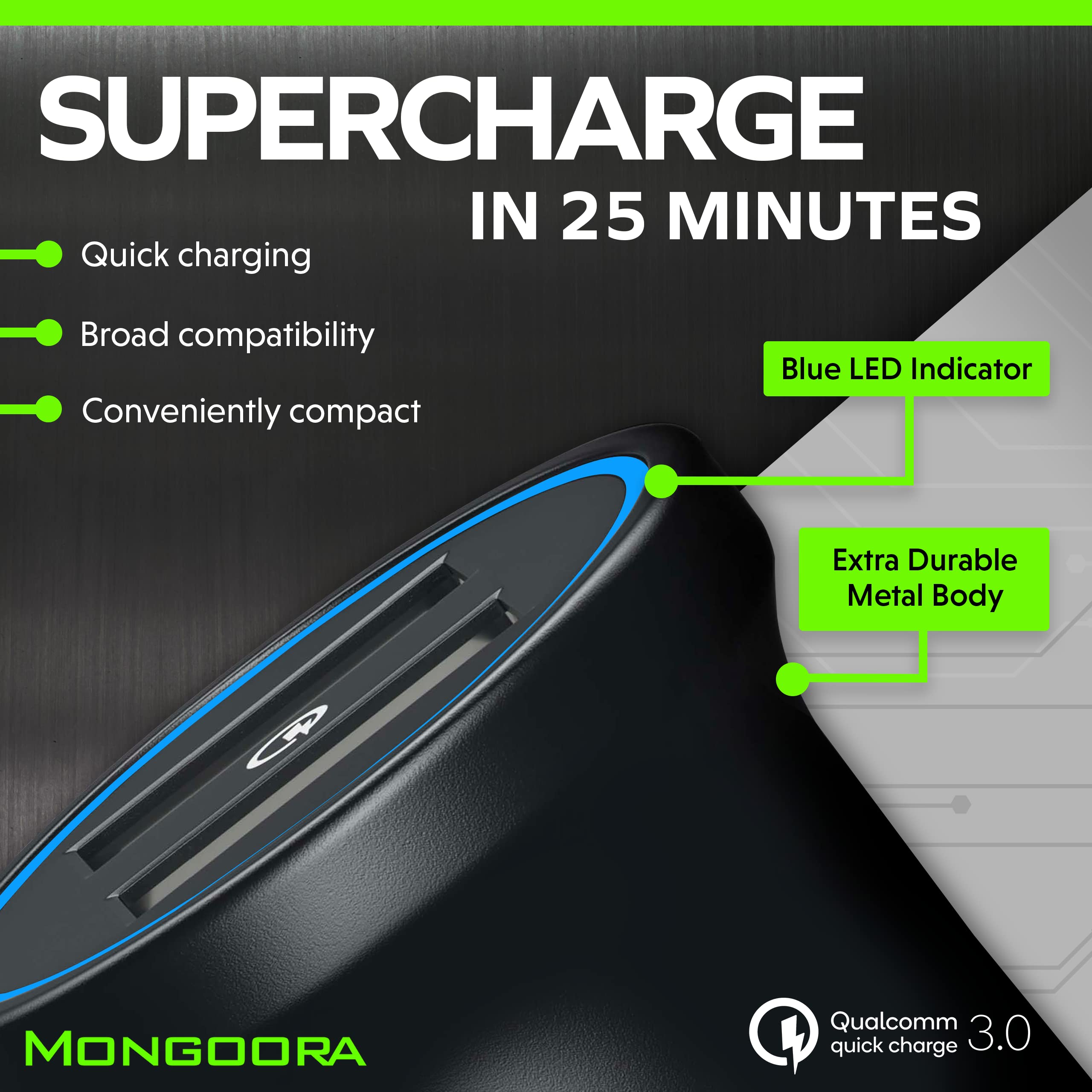 Premium Metal Car Charger Adapter with Dual USB Ports & Fast Charging - Compatible with iPhone, iPad, Samsung Galaxy - Perfect for Road Trips, Commuting & Travel Accessories