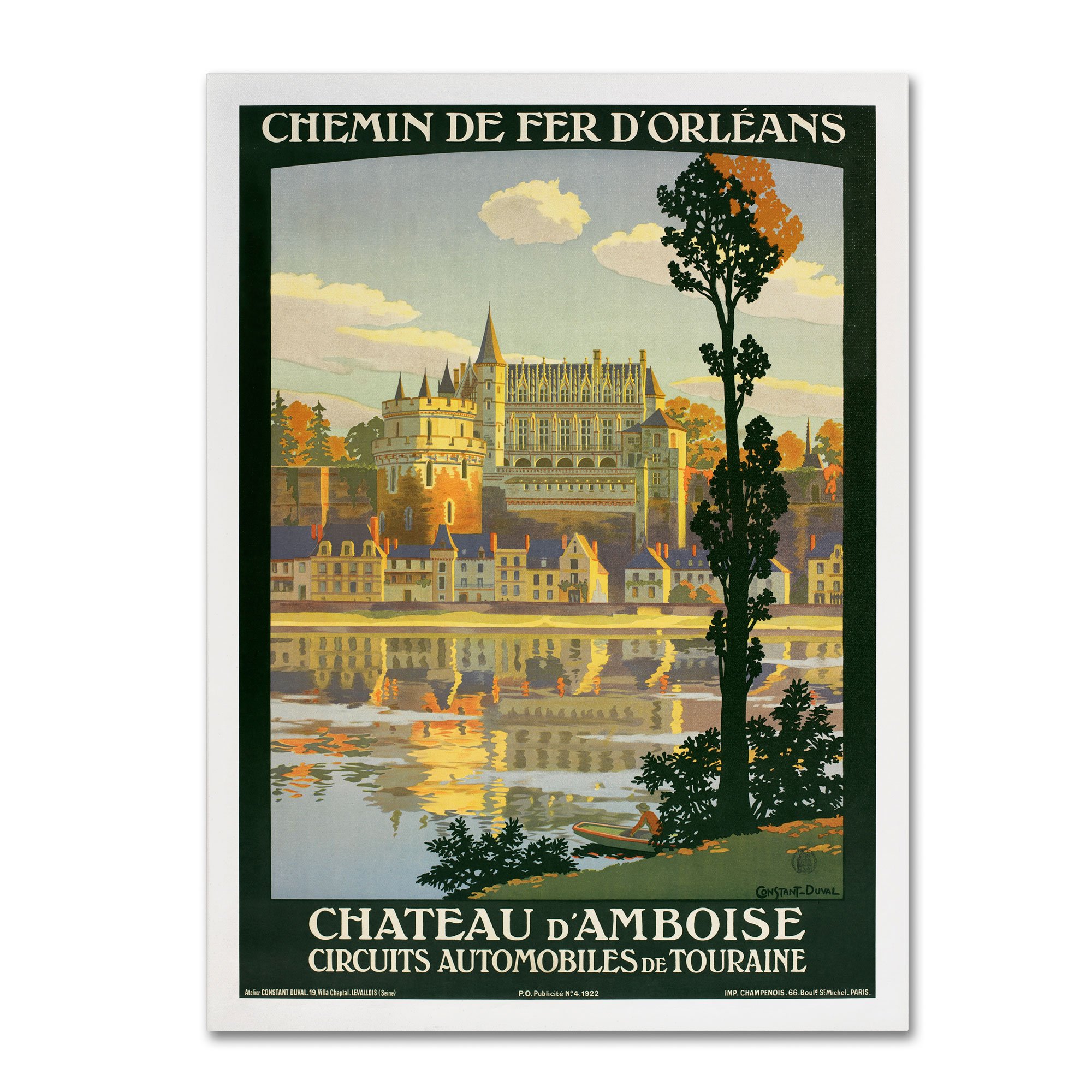 Chateau D'Amboise Wall Art - 35x47 Inch Canvas Painting - French Castle Landscape Decor for Living Room, Bedroom & Office