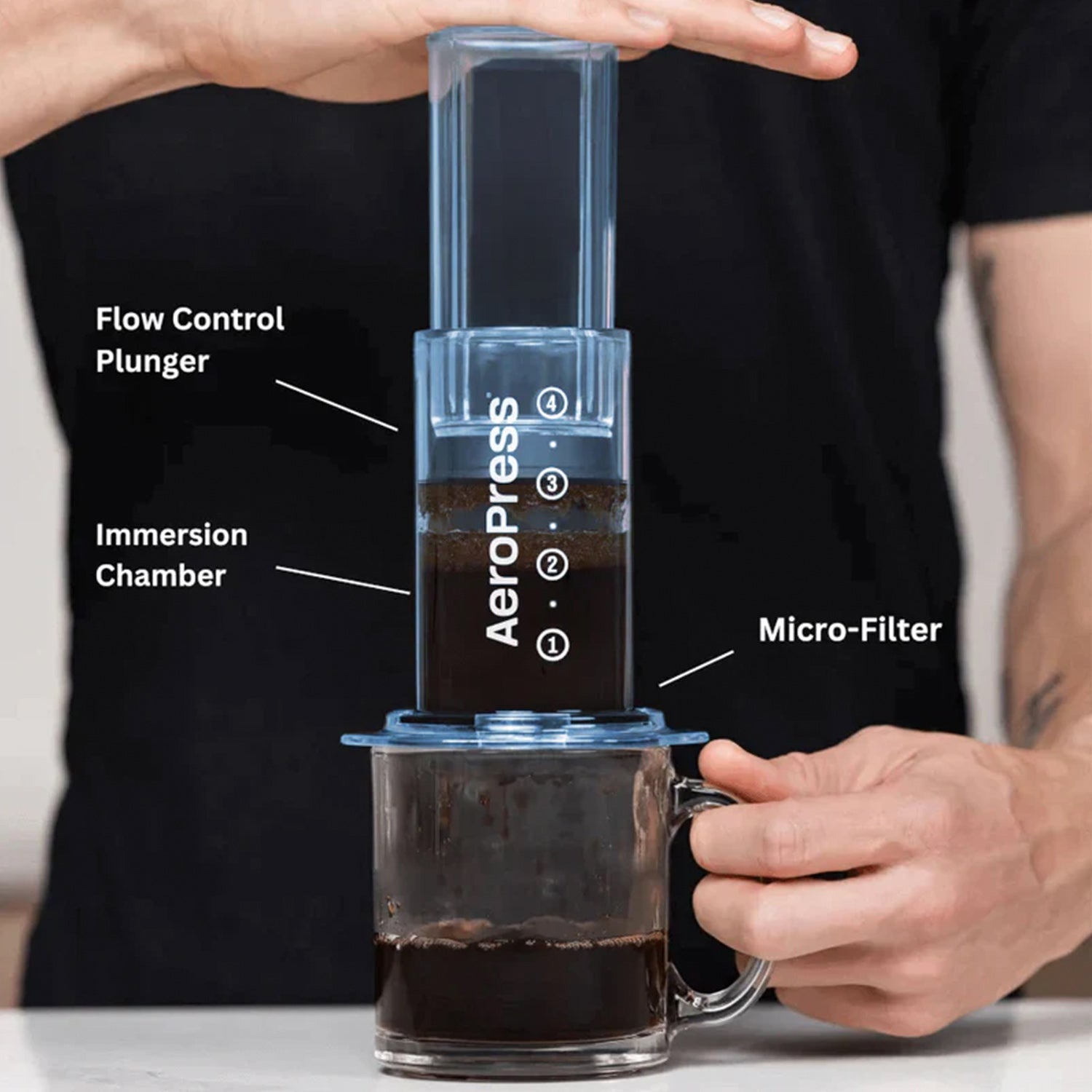 AeroPress Coffee & Espresso Maker - Clear Blue | Portable Travel Coffee Brewer for Camping, Office & Home Use | Fast & Easy Espresso Machine Alternative
