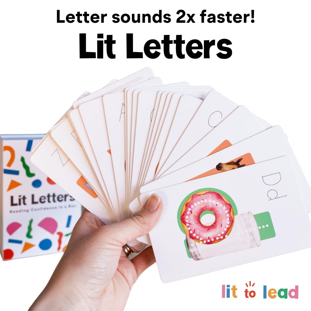 Lit Letters Flash Cards – Official Lit to Lead Alphabet Learning Tool | Learn Letter Sounds 2X Faster with Embedded Pictograph Mnemonics | Perfect for Preschool & Kindergarten Phonics Practice at Home or Classroom
