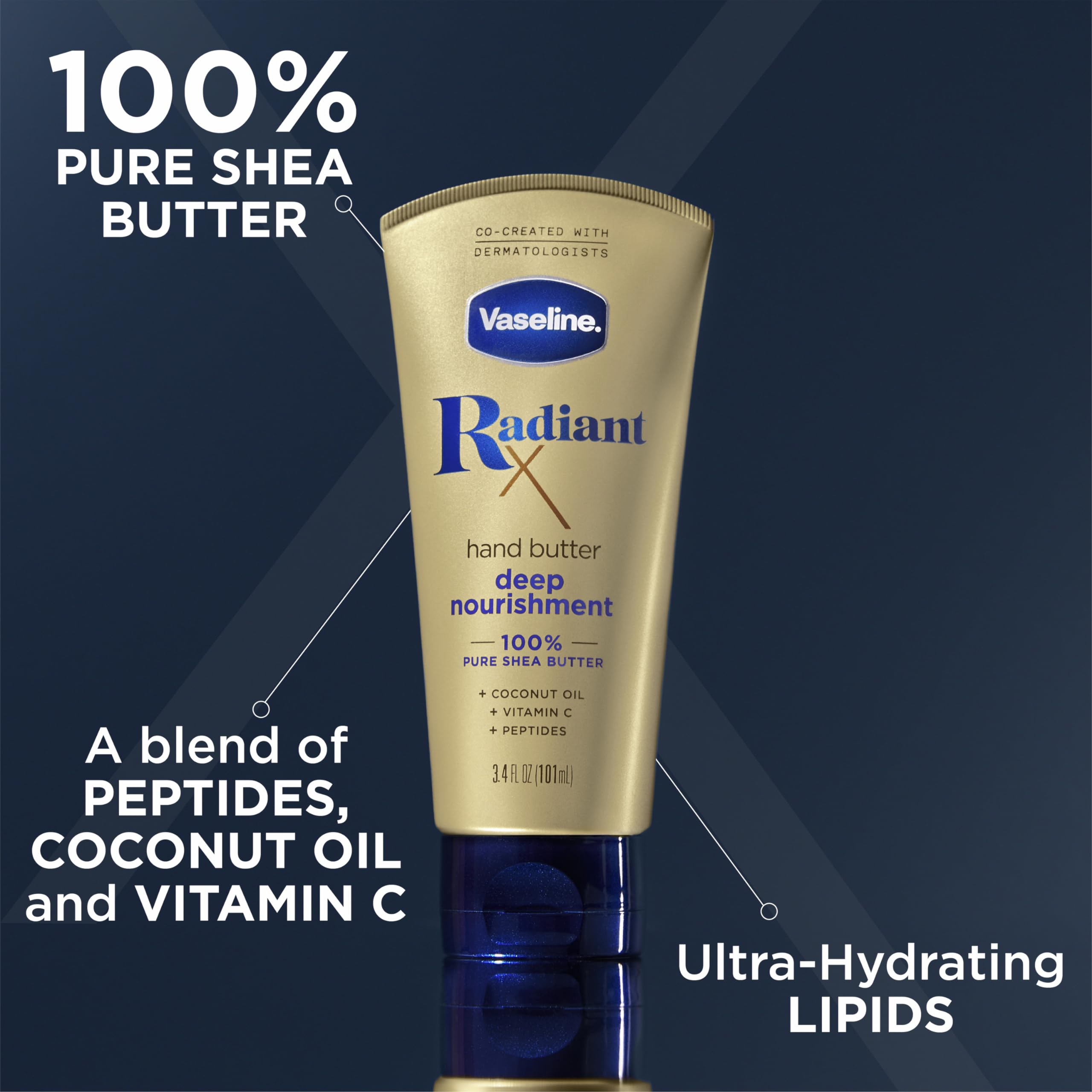 Vaseline Radiant X Skin Care Set - Even Tone Nourishing Body Lotion with 1% Niacinamide, Hydrating Body Oil with 1% Lipids & Deep Nourishment Hand Butter with 100% Pure Shea Butter (3 Piece Gift Set) | Daily Moisturizing Routine for Dry Skin, Body Care Essentials for Women & Men