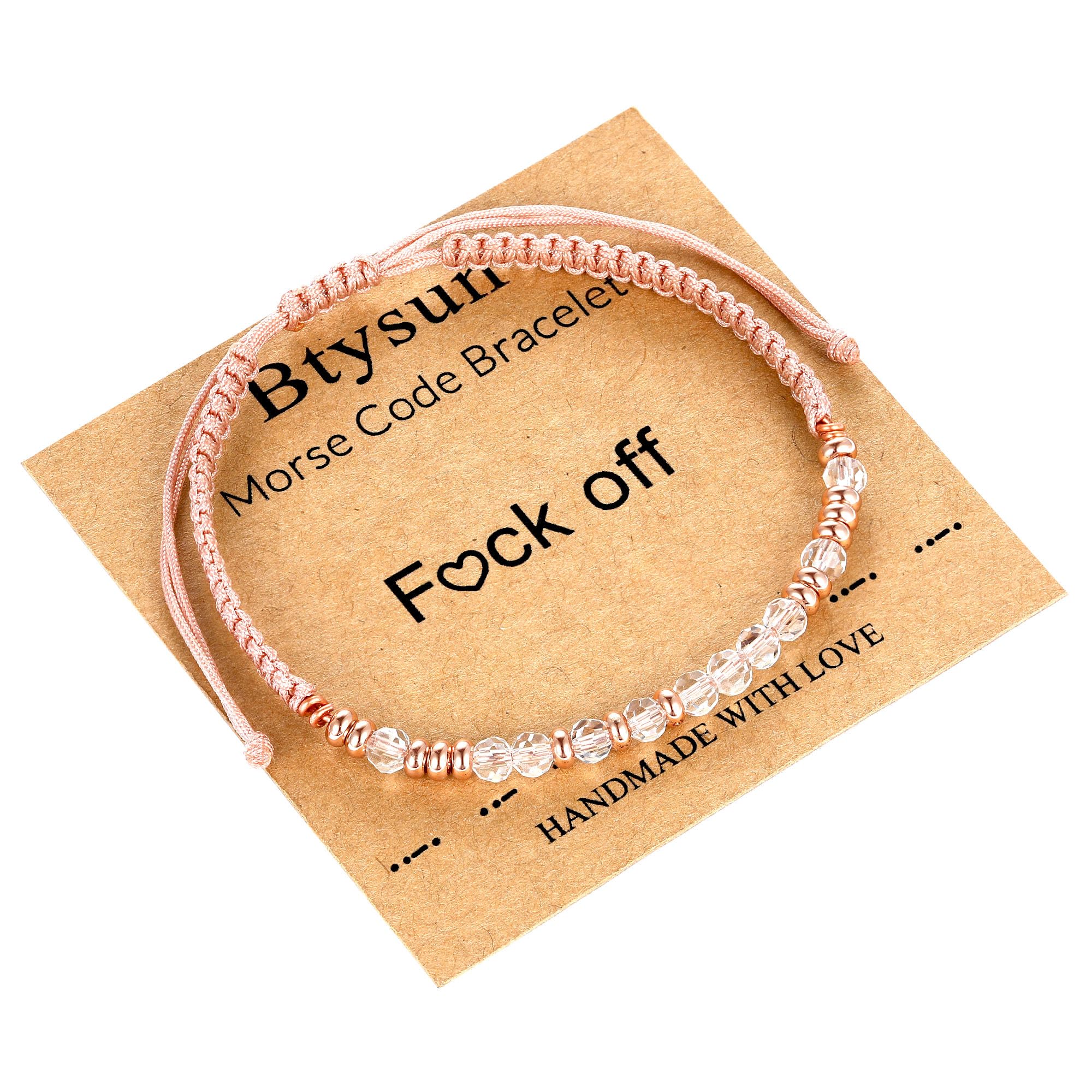 Btysun Morse Code Bracelets for Women - Inspirational Pink Braided Friendship Jewelry | Best Friend Birthday Gift, High School Graduation Present, Christmas Stocking Stuffer for Teens & Moms | Perfect for Daily Wear, Special Occasions & Meaningful Gifting