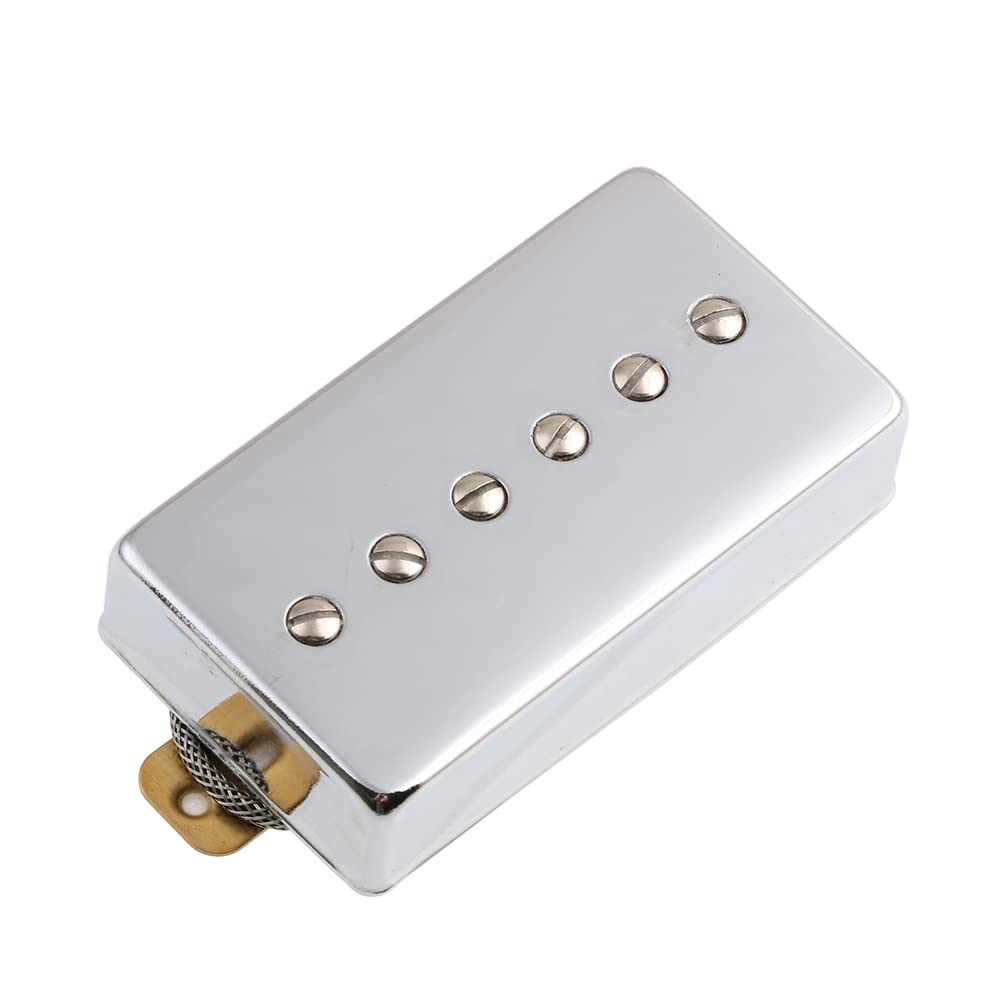 Alnico 5 Magnet Humbucker Sized P90 Electric Guitar Pickups - Chrome Cover for Neck & Bridge Position - Perfect for Blues, Rock & Jazz Guitar Upgrades
