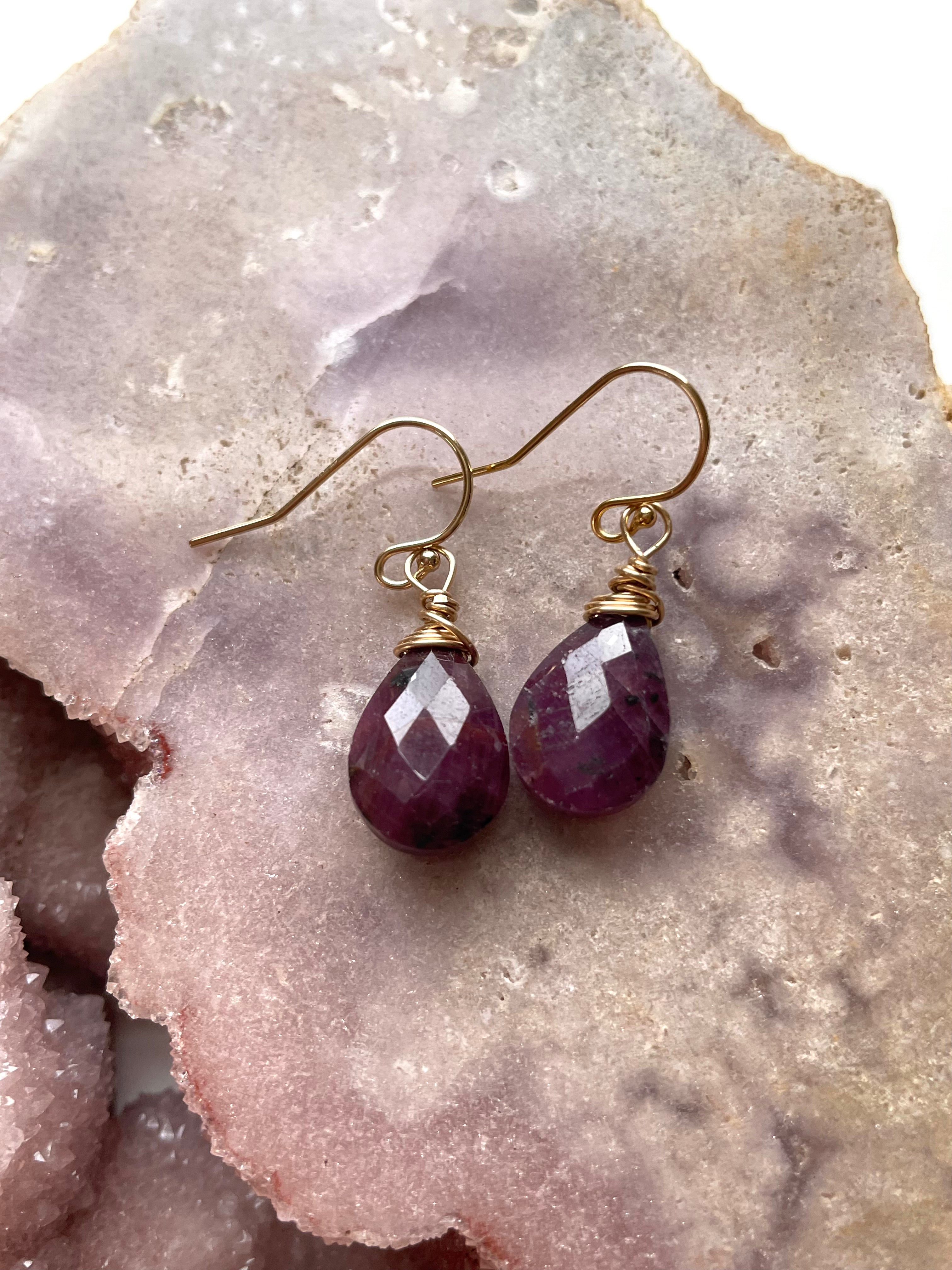 Exquisite Ruby Teardrop Earrings for Women - 14K Gold Plated Dangle Earrings | Perfect for Weddings, Parties & Special Occasions