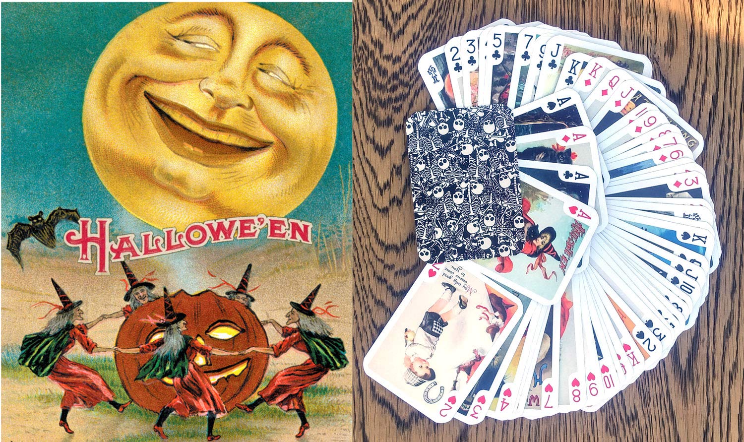 Vintage Halloween Playing Cards - 55 Unique Poker Deck with Spooky Designs | Perfect for Halloween Parties, Magic Tricks & Game Nights