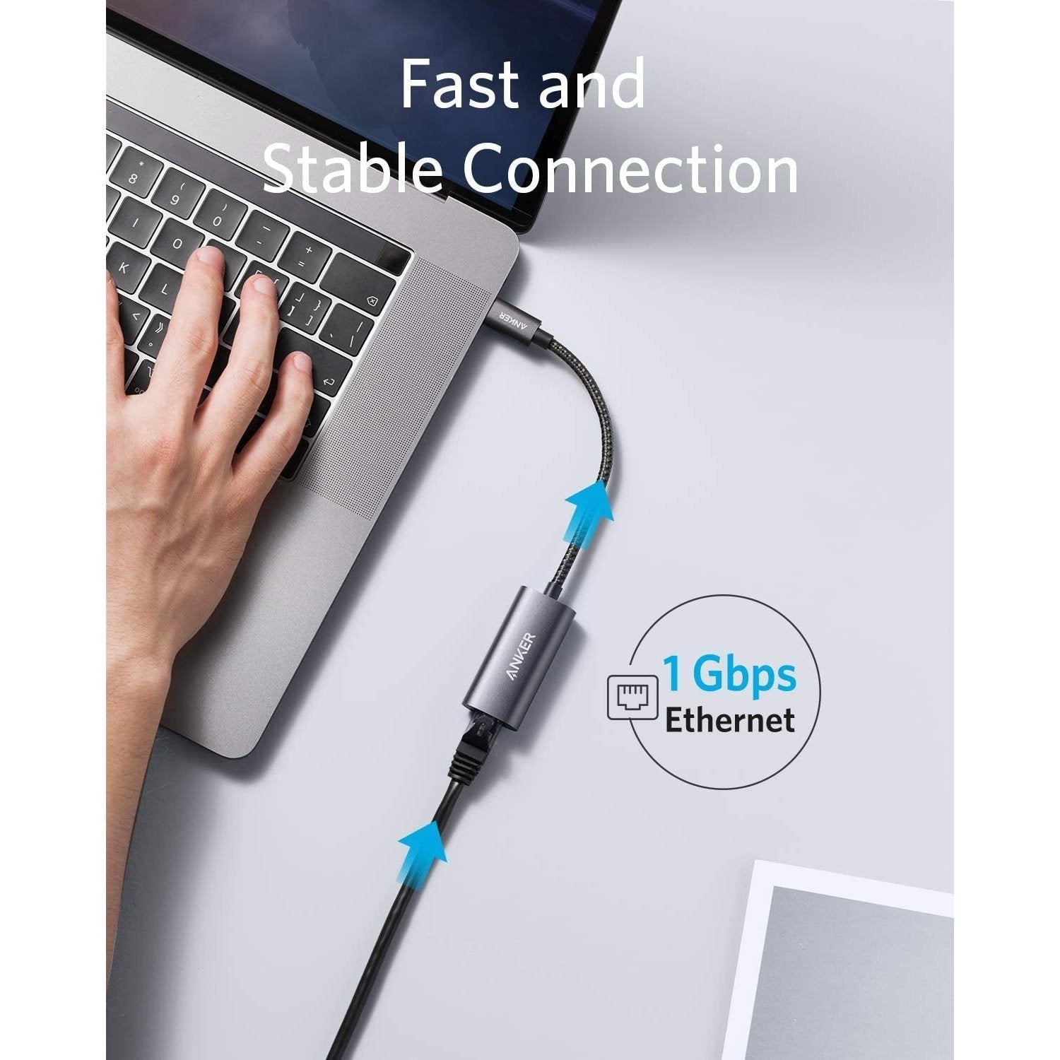 Anker PowerExpand USB C to Gigabit Ethernet Adapter - Portable Aluminum USB-C to Ethernet Converter for MacBook, iPad Pro, Surface - Perfect for Home Office, Gaming & Travel Networking