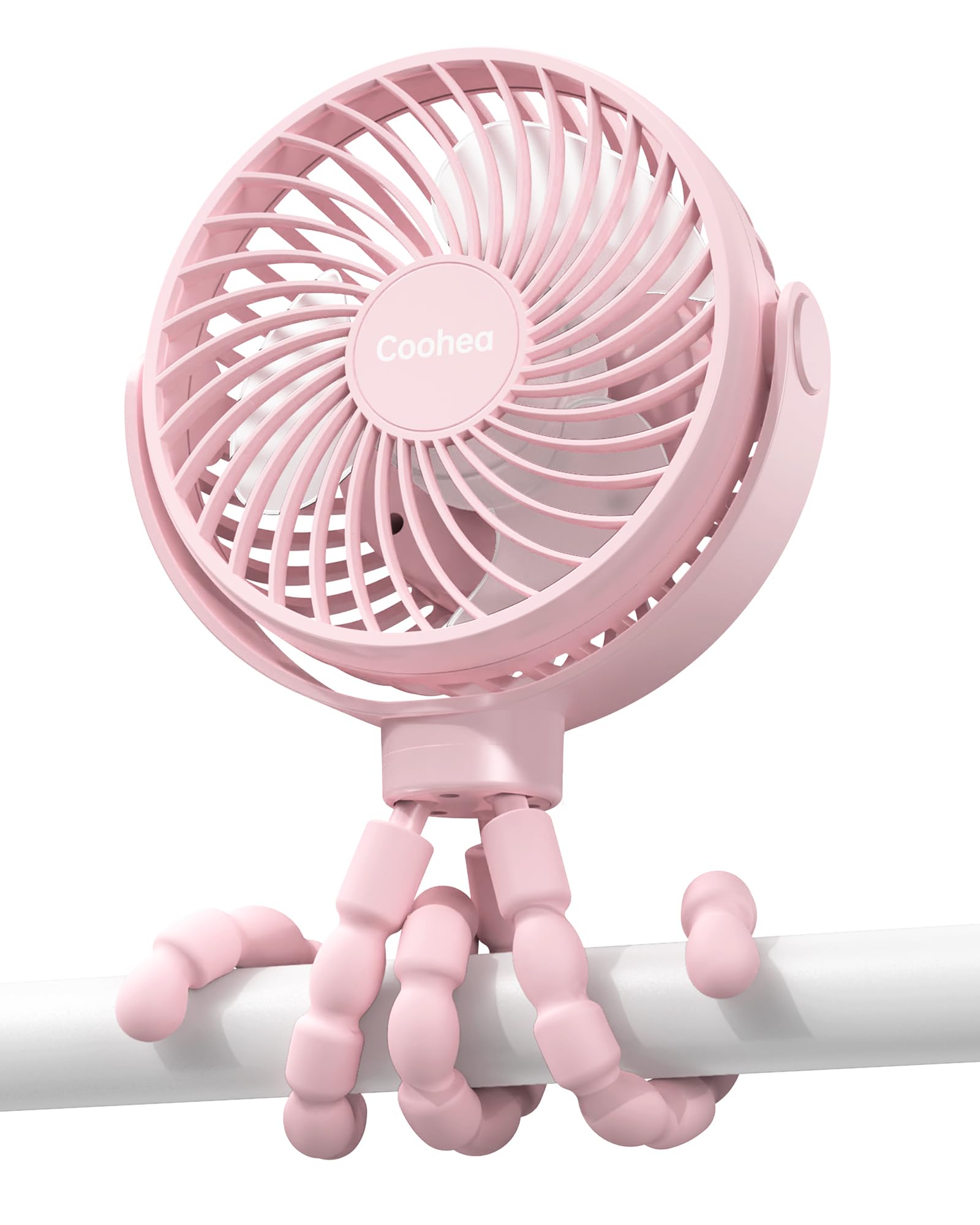Rechargeable 4000mAh Stroller Fan with Flexible Tripod - 3 Speed Adjustable, 360° Rotating Clip On Baby Fan for Car Seat, Crib & Travel - Portable Cooling Fan for Beach, Camping & Backseat (Pink) - Keep Your Baby Cool During Outdoor Activities & Summer Adventures