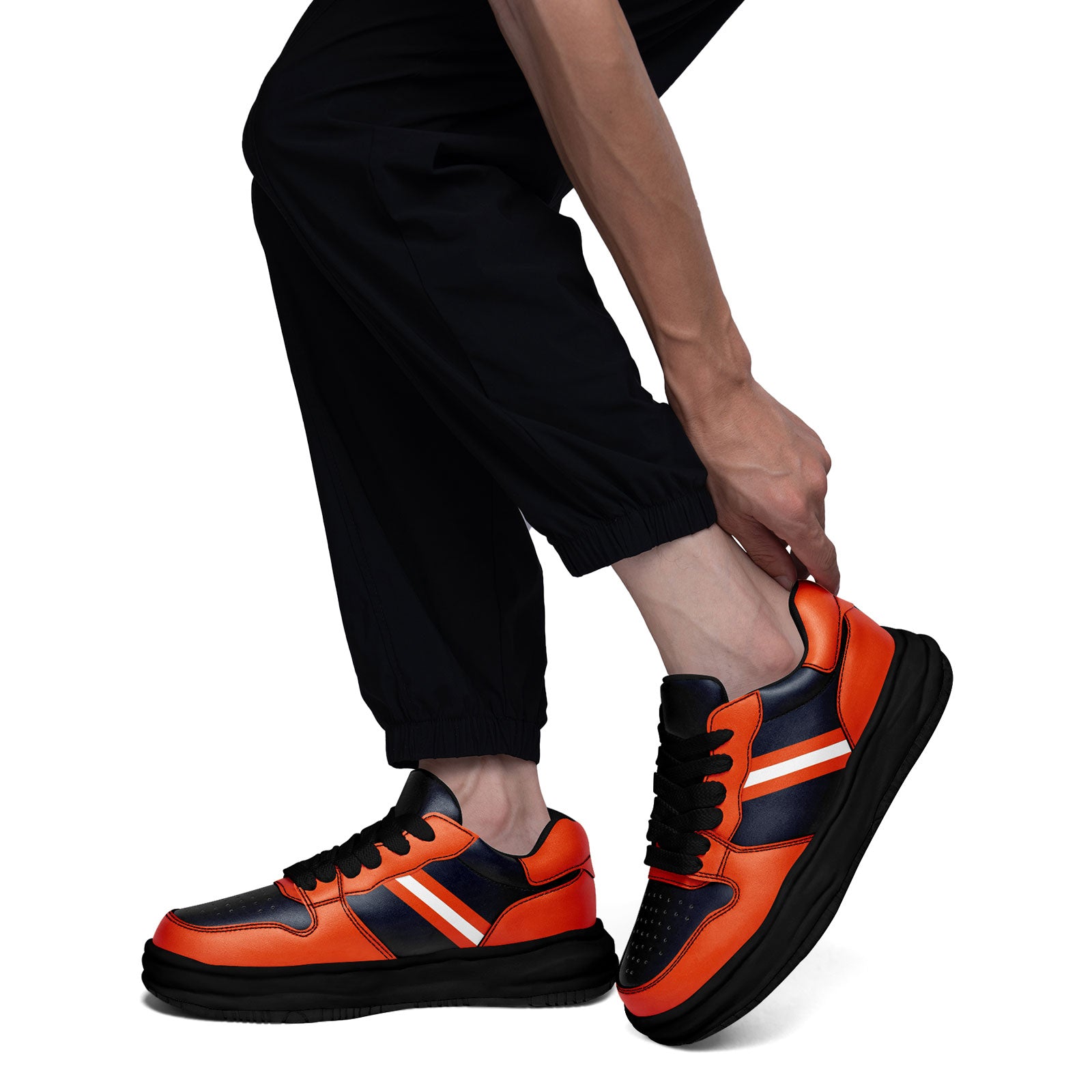 Custom Blue & Orange Chicago Themed Personalized Sneakers - Unisex High-Top Basketball Shoes for Men & Women - Perfect for Sports, Streetwear & Fan Gear
