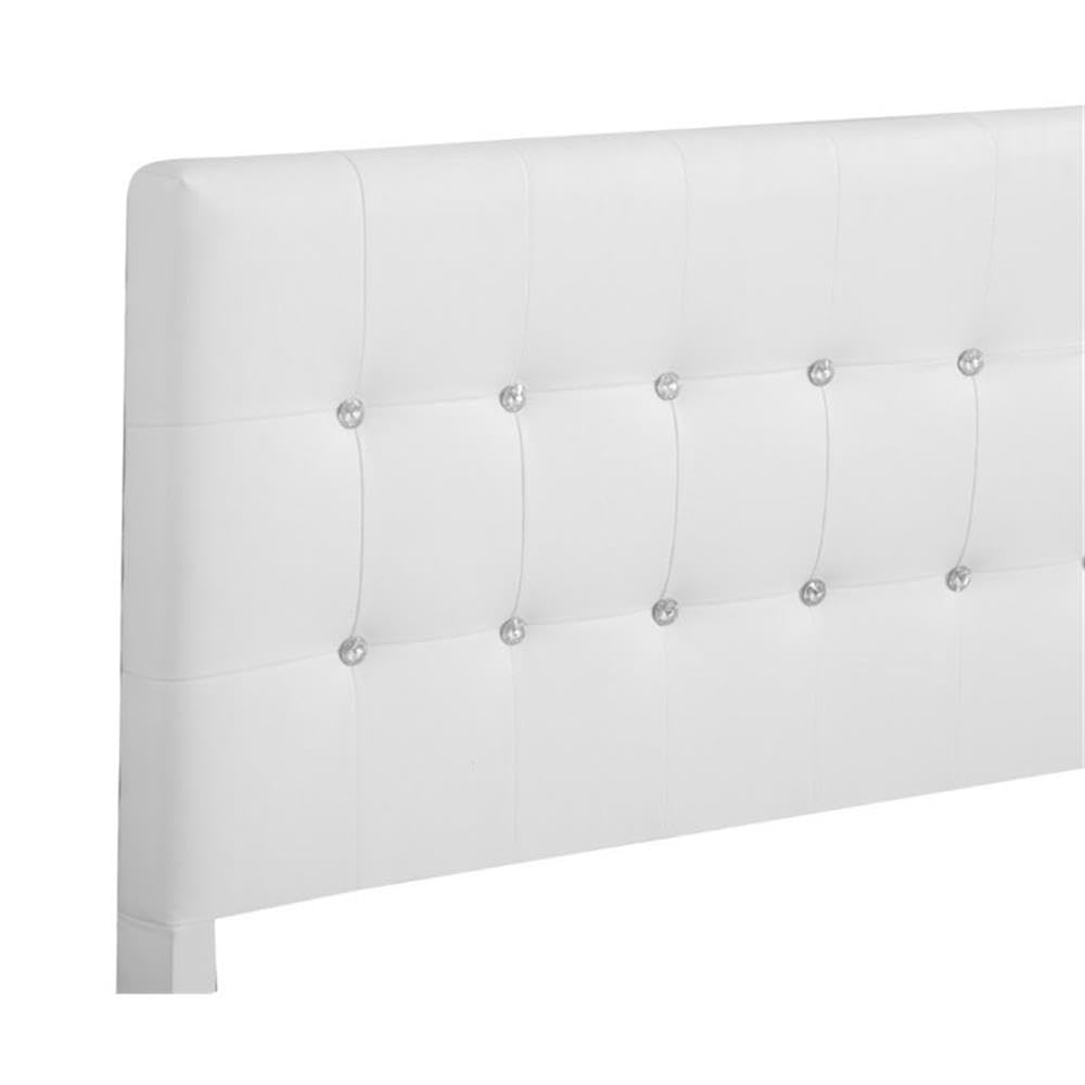 Glory Furniture Diamond Faux Leather Upholstered Queen Size Bed Frame in White - Modern Luxury Bedroom Furniture for Master Bedroom & Guest Room