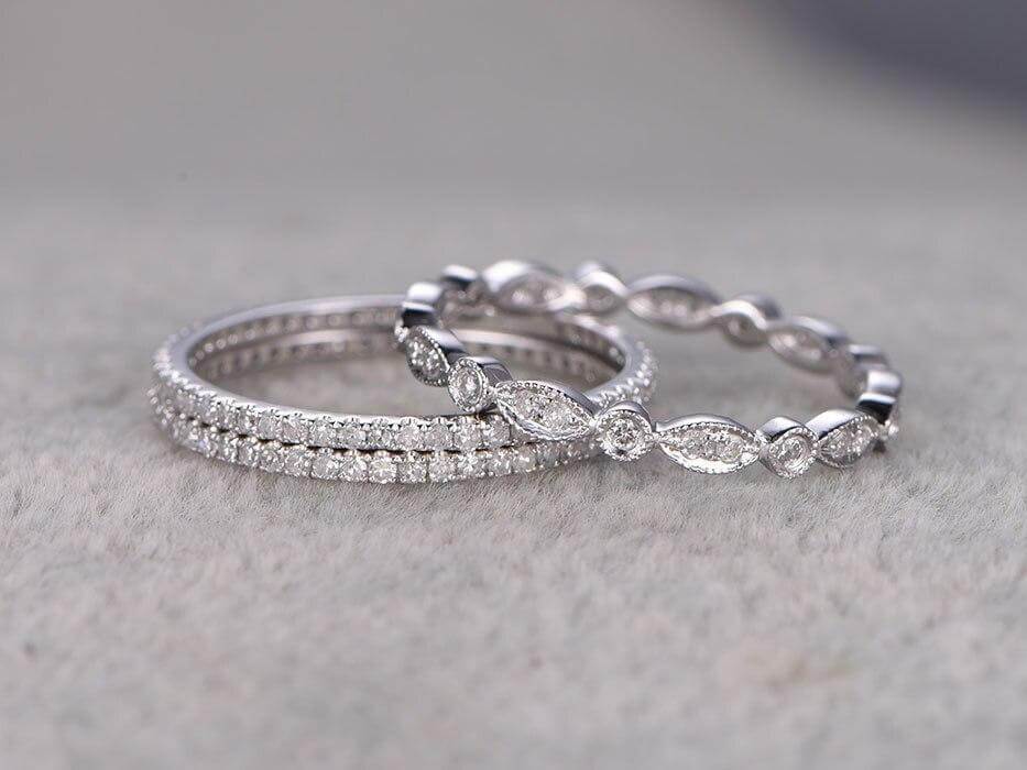 1.50 Carat 3-Piece Wedding Ring Set - 18k Gold Plated Stackable Bridal Bands for Women - Perfect for Engagement, Anniversary & Everyday Wear
