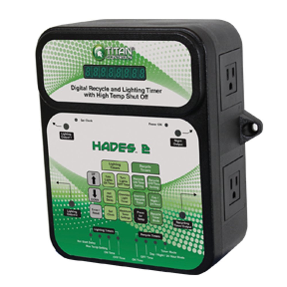 Titan Controls Digital Recycle & Light Timer with High Temperature Shut-Off, 120V - Hades 2 | Perfect for Indoor Grow Rooms, Hydroponics & Greenhouse Automation