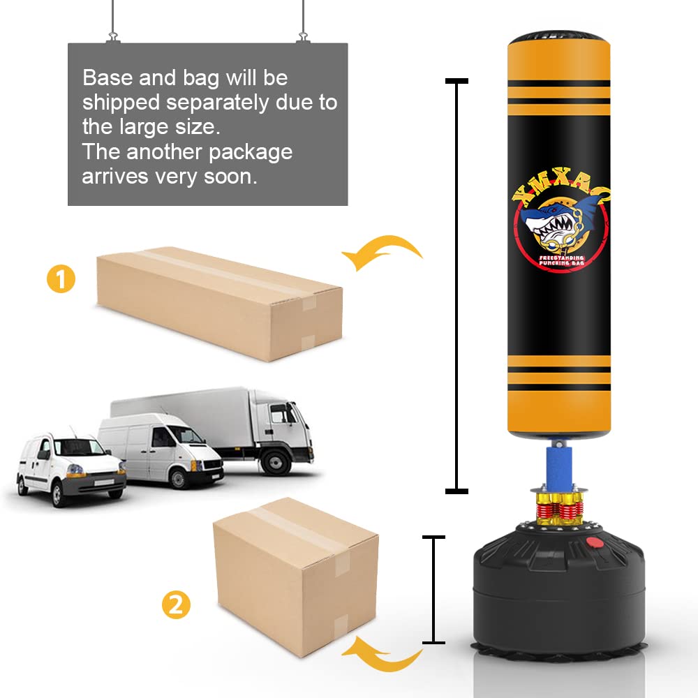 Freestanding Heavy Punching Bag with Stand - Adult & Youth Boxing Bag with Suction Cup Base for Home, Office, Gym - Perfect for Kickboxing, MMA Training & Fitness Workouts