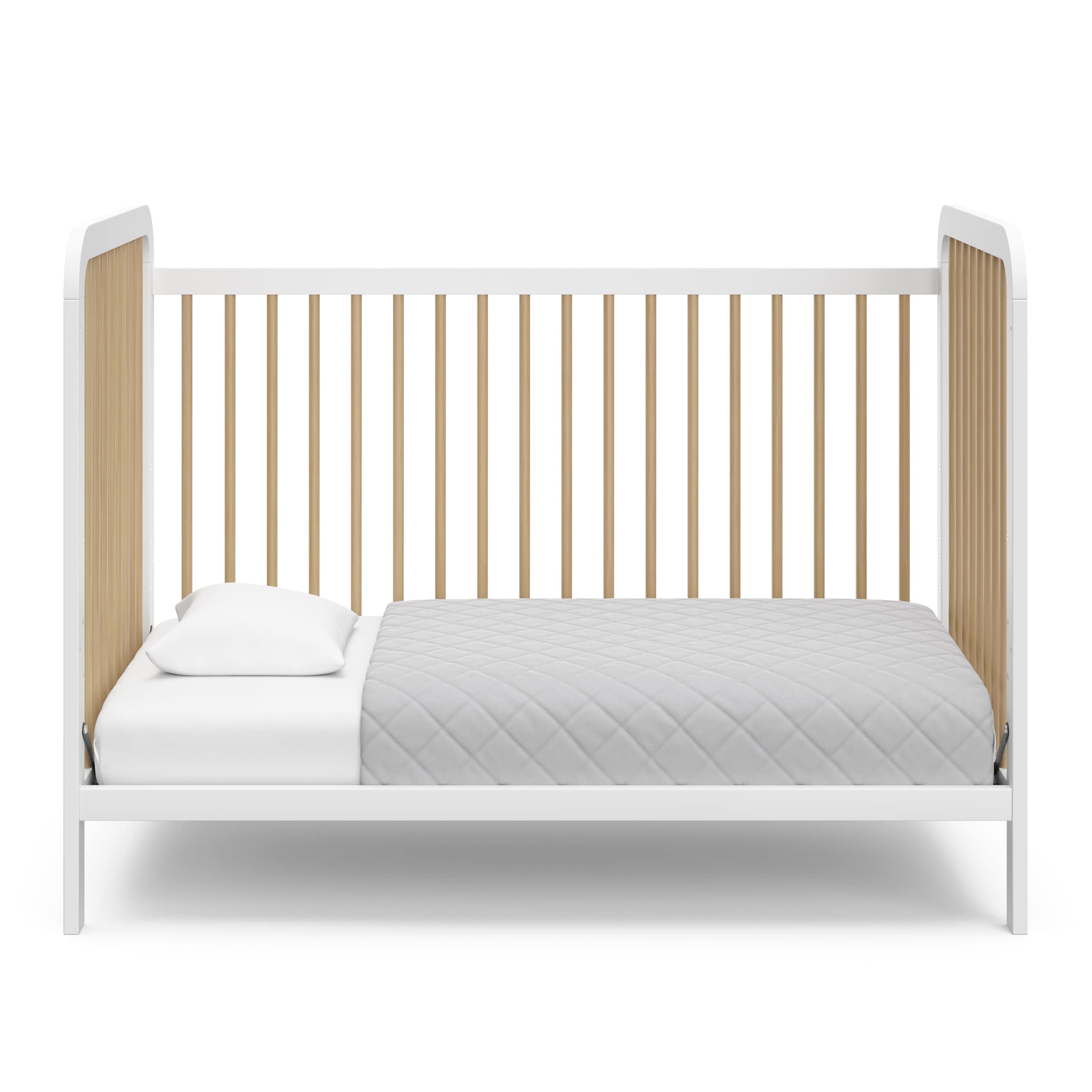 Storkcraft Pasadena 3-in-1 Convertible Baby Crib - GREENGUARD Gold Certified, White with Driftwood Finish | Converts to Daybed & Toddler Bed | Adjustable Mattress Height | Fits Standard Full-Size Crib Mattress | Perfect for Nursery, Bedroom & Daycare Use