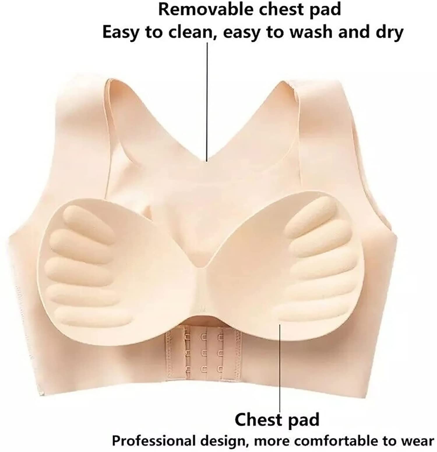 Secret Lane Bare Bralette - Seamless Front Buckle Support Sports Bra with Push Up Padded Back Cross Lift for Women | Yoga, Gym, Workout & Everyday Comfort Wear