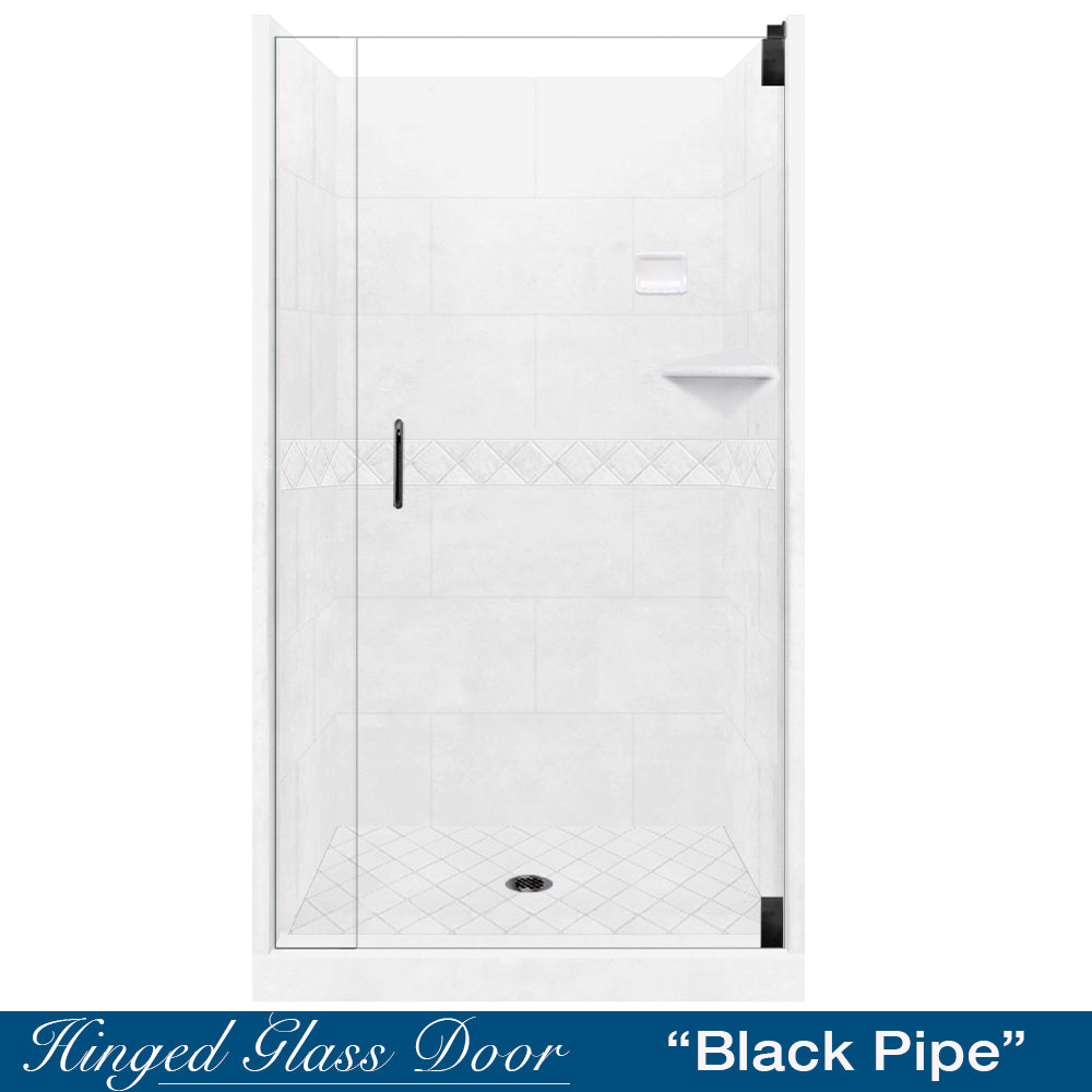 Alcove Natural Buff Sistine Stone & Diamond Stone Accent DIY Shower Remodel Kit - Easy Bathroom Upgrade for Home Renovation