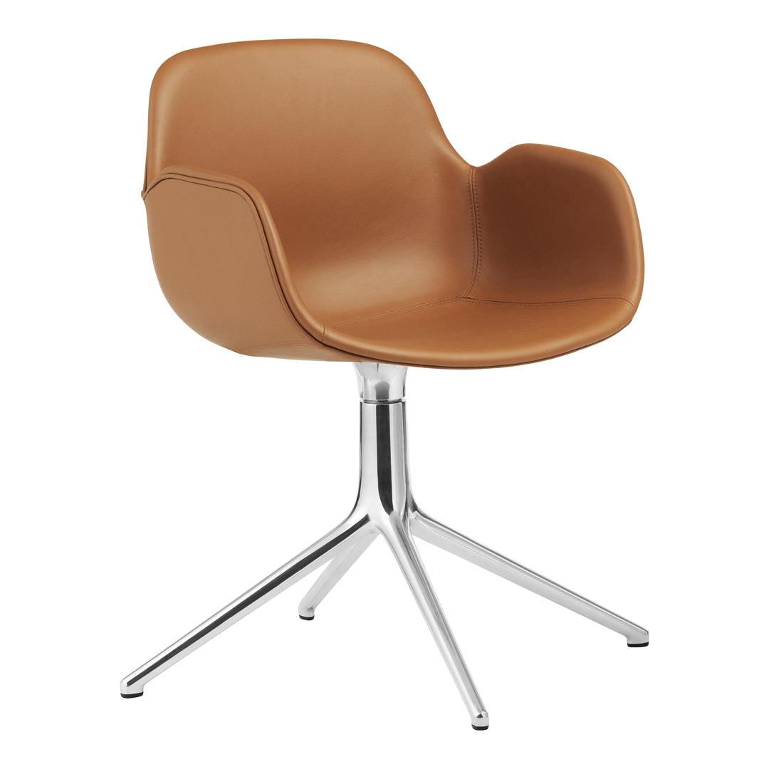 Modern Form Armchair with 4L Swivel Base & Upholstered Fabric - Perfect for Living Room, Office, and Lounge Areas