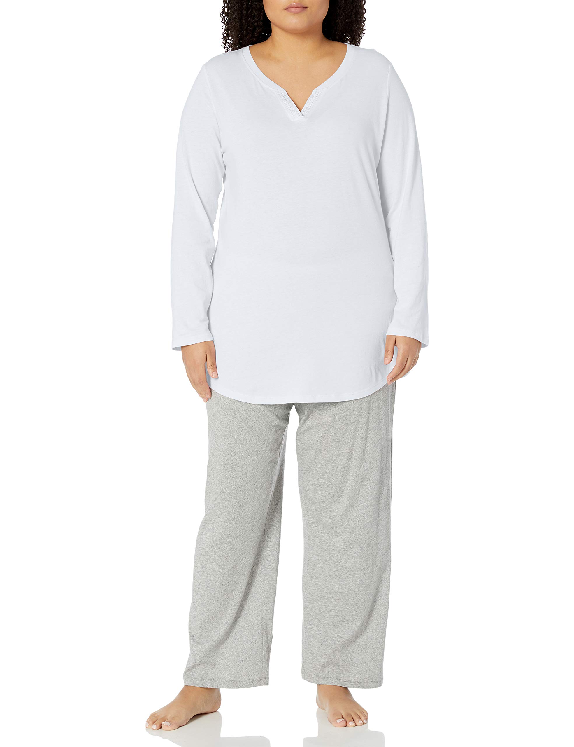 JUST MY SIZE Women's Plus Size Split Neck Tunic Top - Comfortable Stretch Casual Blouse for Work & Everyday Wear | Perfect for Office, Outings & Relaxing at Home