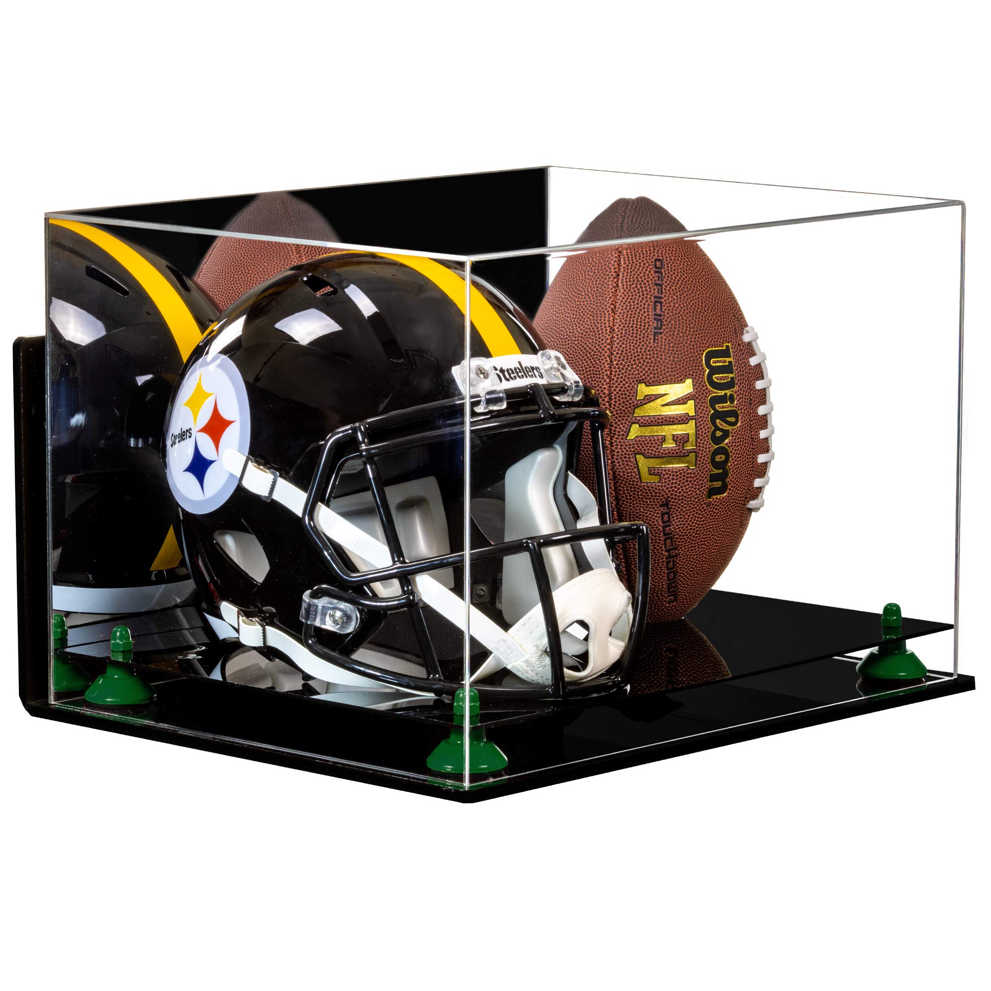 Premium Acrylic Full-Size Football and Helmet Display Case - Perfect for Collectibles, Memorabilia, and Sports Room Decor - Ideal for Home, Office, or Man Cave Display