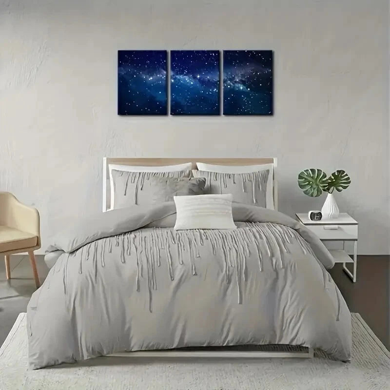 3-Piece Deep Space High Definition Star Metal Wall Art Prints - Ready to Hang Galaxy Decor for Living Room, Bedroom & Office