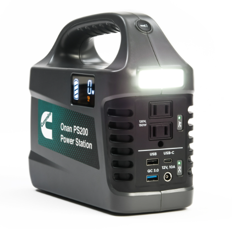 Cummins Onan A067W047 PS200 Portable Power Station - 150W/300W Output, 194Wh Capacity | Perfect for Camping, Outdoor Adventures & Emergency Power Backup