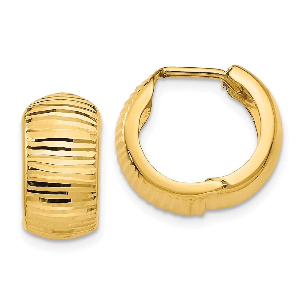 14K Yellow Gold Textured Hinged Hoop Earrings for Women | Diamond2Deal Fine Jewelry | Elegant Everyday Wear & Special Occasion Gift