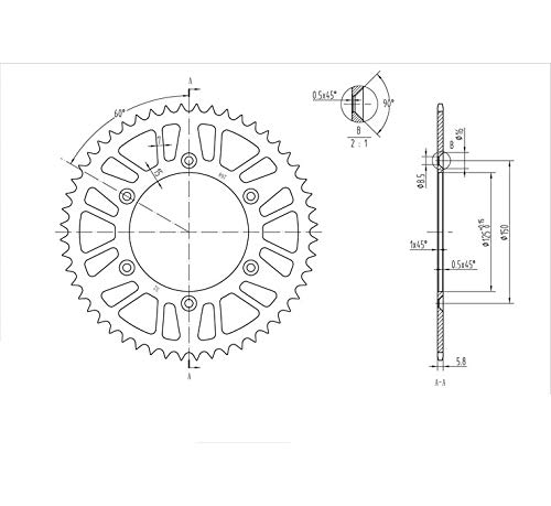 BikeMaster 52 Tooth Rear Steel Sprocket for KTM 690 SuperMoto & R 2007-2008 - Durable Motorcycle Replacement Part for Off-Road & Street Performance