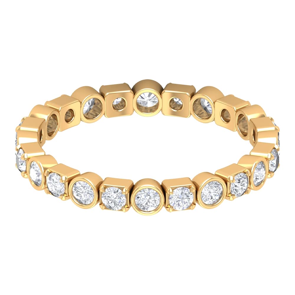 1 CT Cubic Zirconia Eternity Ring for Women - 10K Solid Gold Square & Round Geometric Wedding Band - Perfect for Anniversary, Engagement & Special Occasion Gifts