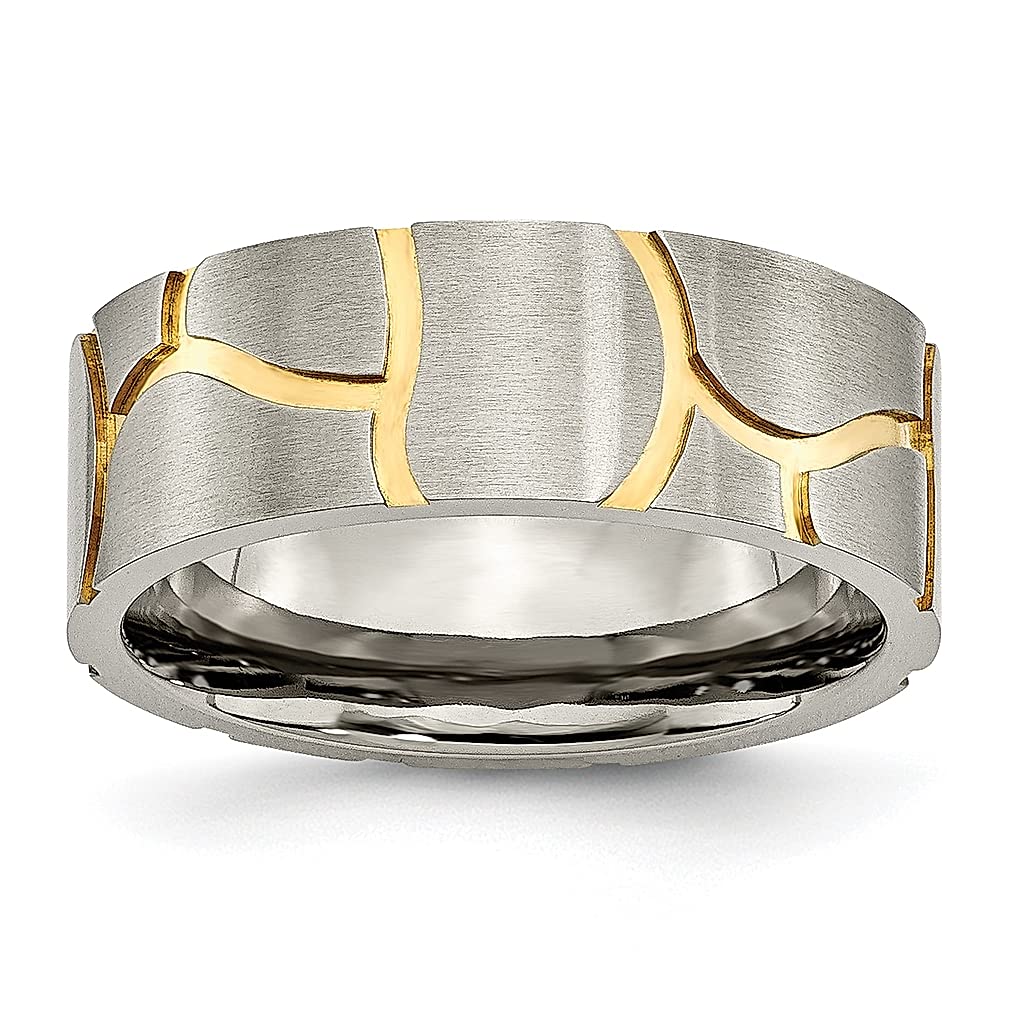 ICE CARATS Titanium Yellow 8mm Band Ring for Men - Durable Wedding, Engagement & Fashion Jewelry - Perfect Gift for Dad, Husband & Boyfriend - Ideal for Anniversaries, Promises & Everyday Wear