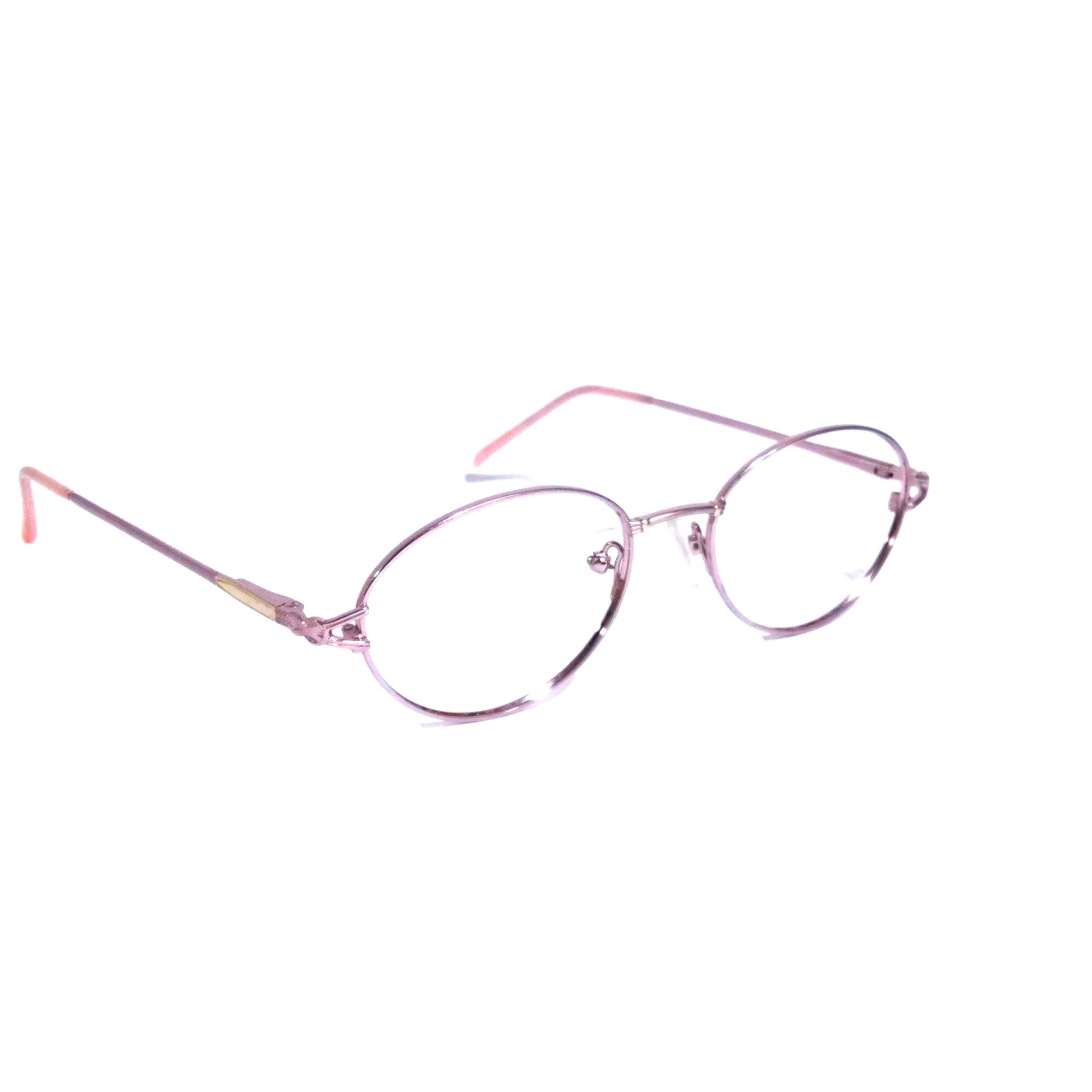 Stylish Pink Oval Full Rim Metal Frame Glasses for Women - Trendy Eyewear for Work, Reading & Fashion (Row027)
