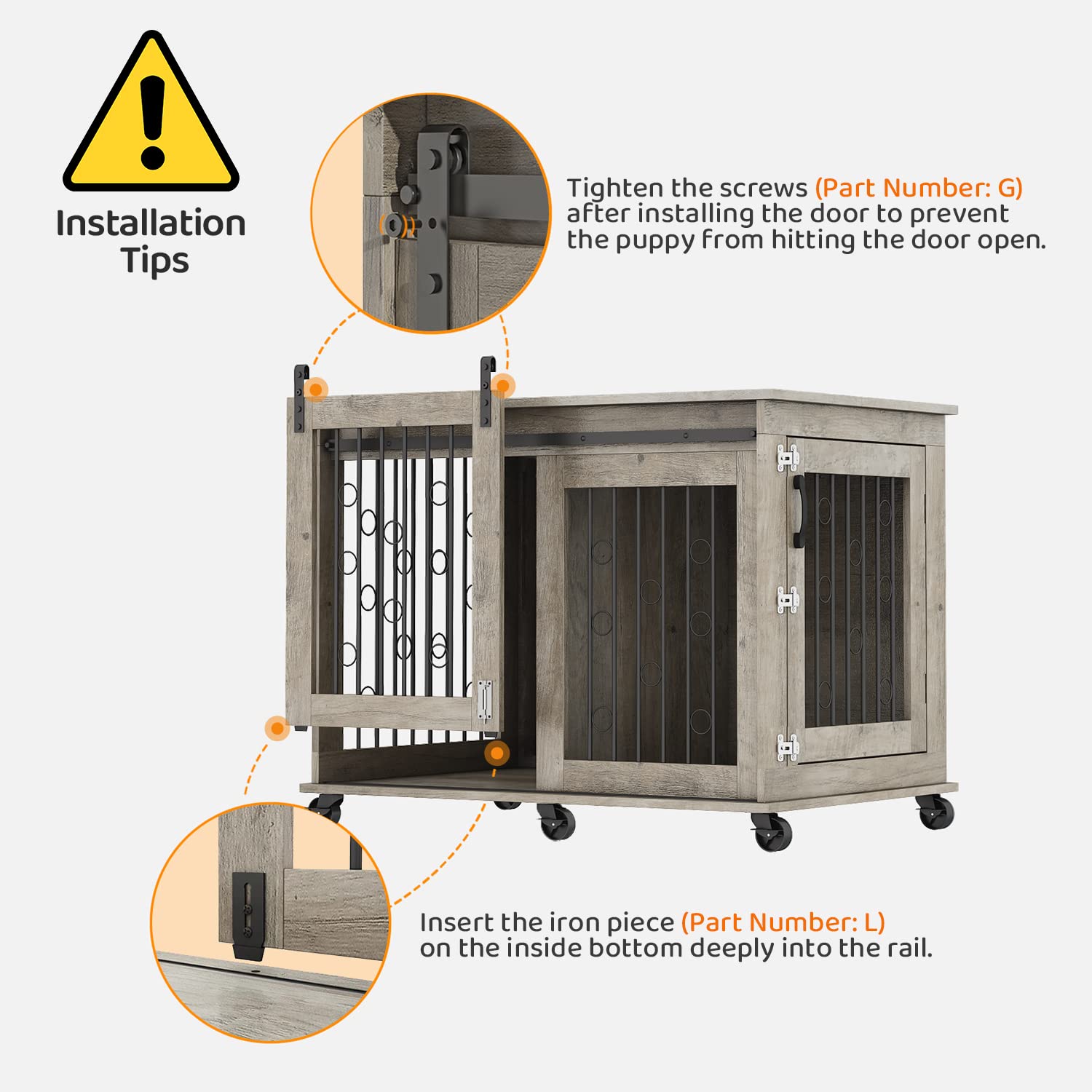 Large Wooden Dog Crate Furniture - 43.7