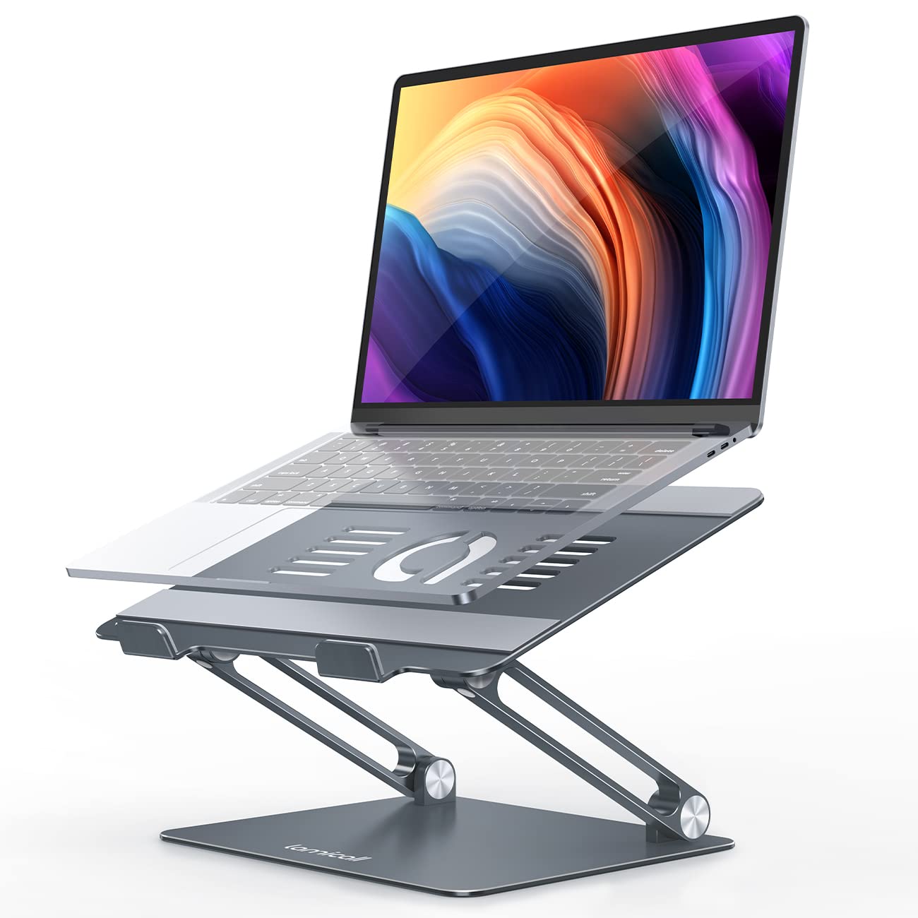 Lamicall Adjustable Laptop Stand for Desk - Portable Foldable Aluminum Laptop Riser, Ergonomic Computer Notebook Stand Holder for MacBook Air Pro, Dell XPS, HP (10-17.3 inch) - Grey | Perfect for Home Office, Workstation & Travel Use