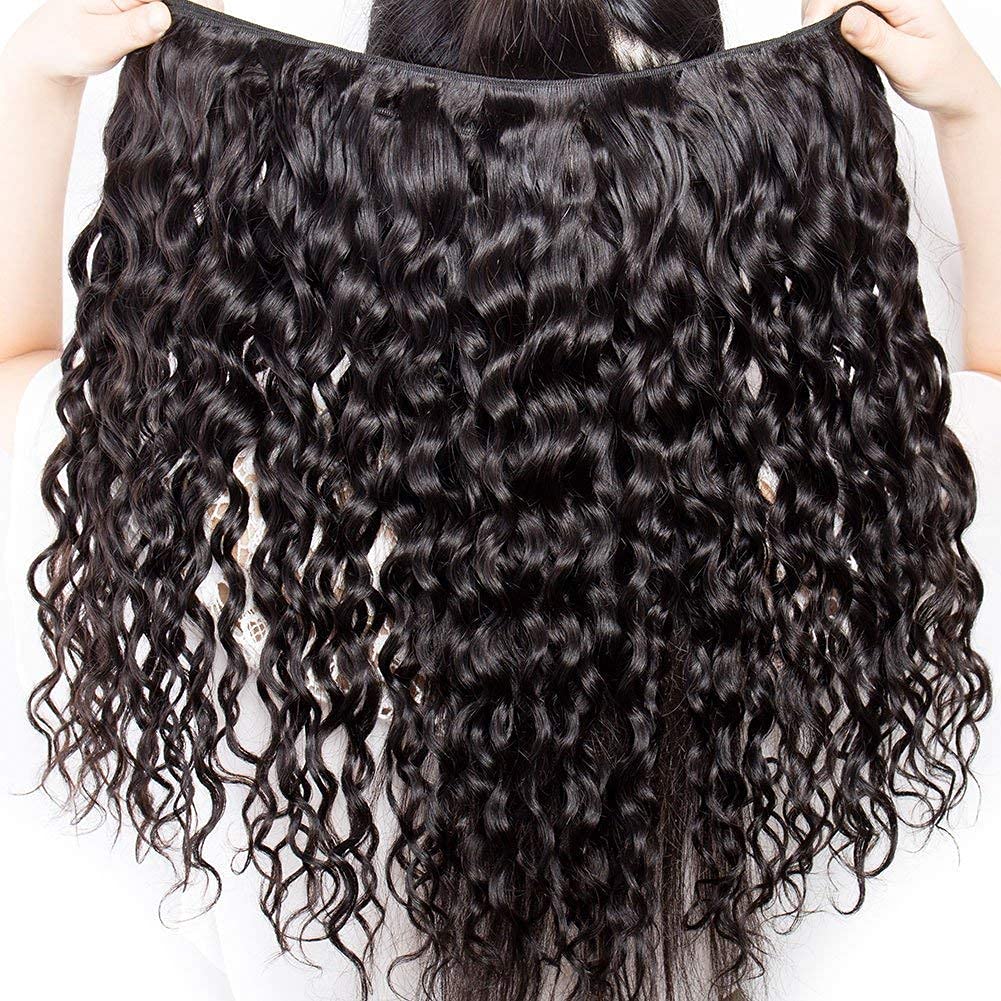 Miss GAGA Brazilian Virgin Hair Water Wave 4 Bundles 100% Unprocessed Human Hair Weave - Natural Color, Can Be Dyed & Bleached (20 22 24 26 Inch) - Perfect for Sew-in, Clip-in Extensions & Styling
