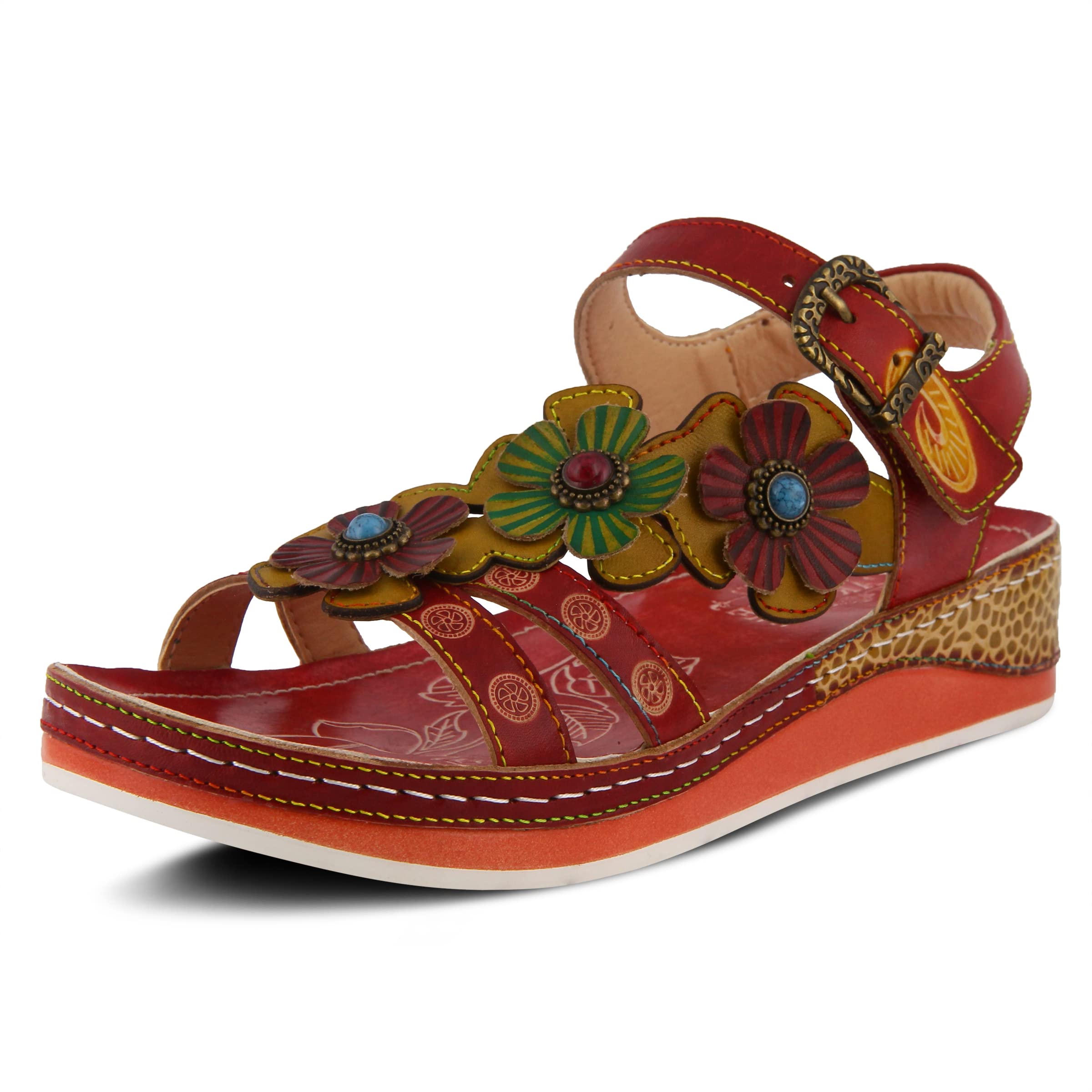 L'Artiste Women's Goodie Leather Ankle Strap Sandals - Comfortable & Stylish Summer Shoes for Casual Outings, Beach Walks & Date Nights