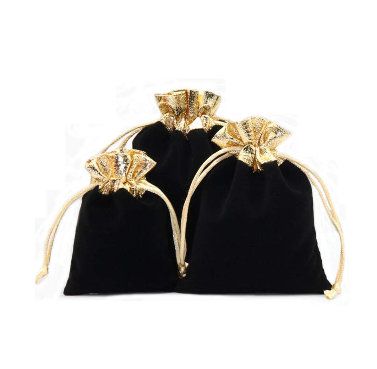 Snadulor 20-Pack Soft Velvet Drawstring Pouches - 5x6 Inch Jewelry Bags for Wedding Favors, Party Gifts, Candy Storage & Small Item Organization (Black) - Perfect for Bridal Shower, Birthday Party & Travel Accessories