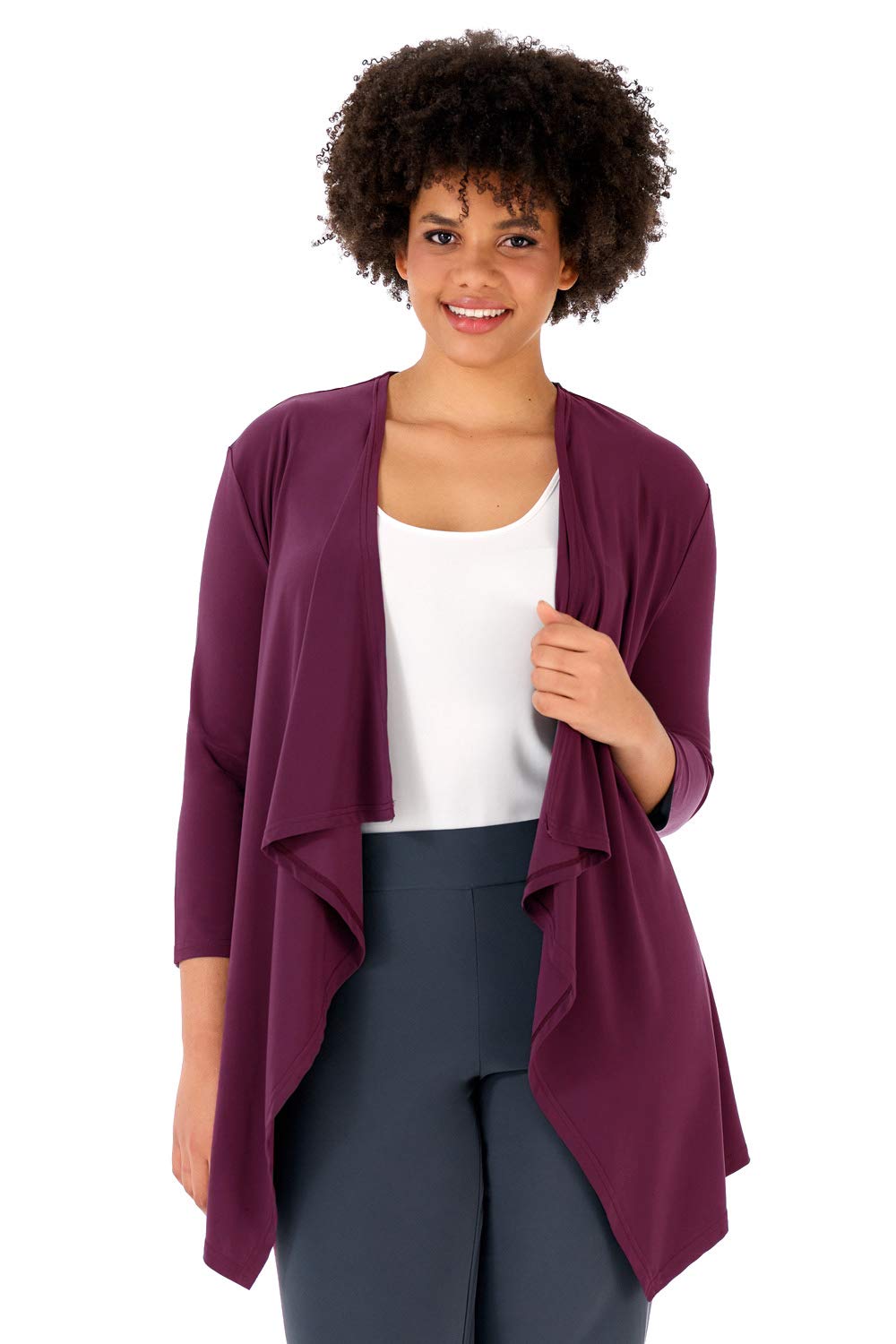 Rekucci Plus Size Soft Knit Cardigan Jacket for Women - Stylish Travel Wrap for Curvy Ladies | Perfect for Airplanes, Road Trips & Cozy Evenings