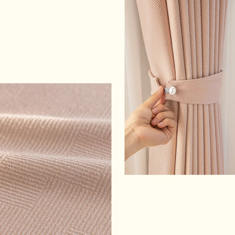 Elena Striped Chenille Curtain Swatch - Soft Textured Window Drapes for Living Room & Bedroom Decor
