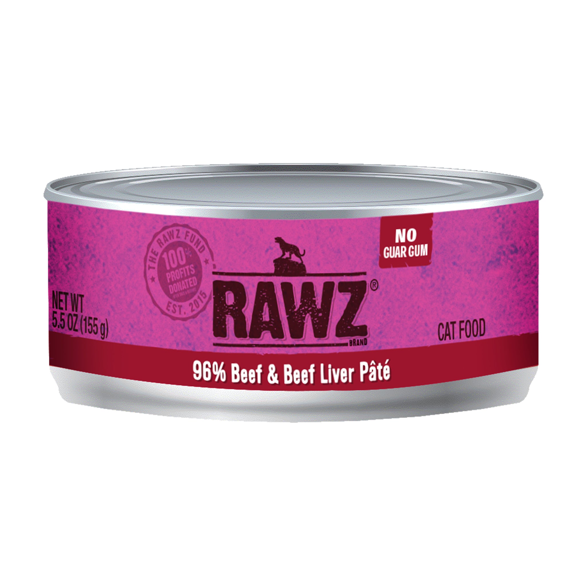 Premium RAWZ 96% Beef & Beef Liver Pate Grain-Free Wet Cat Food - 24 Cans (5.5oz Each) | High-Protein, Natural Ingredients | Perfect for Adult Cats & Kittens with Sensitive Stomachs