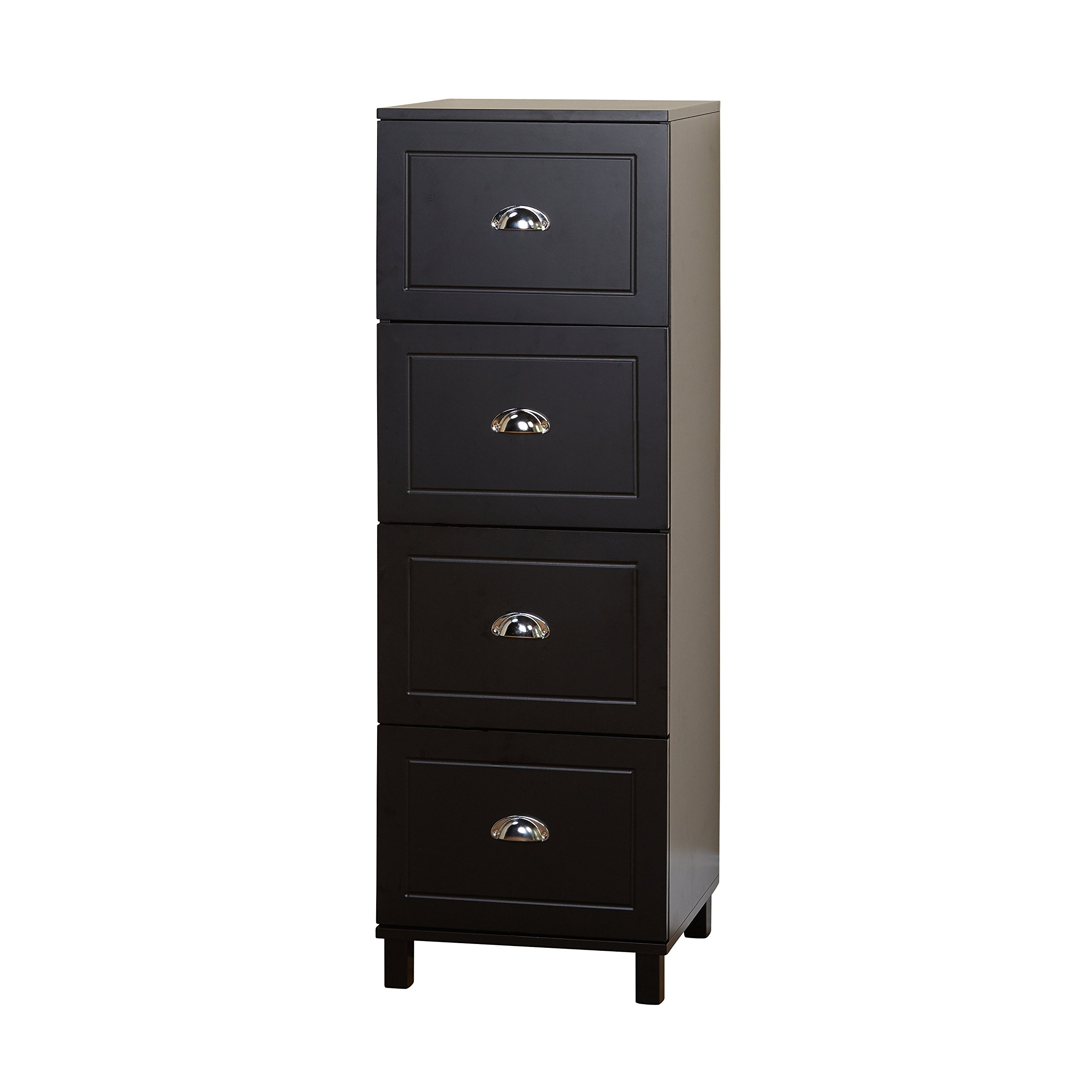 Bradley Collection 4-Drawer File Cabinet – Modern Document Organizer & Printer Stand for Home Office, Study Room – Midnight Black | Space-Saving Storage Solution for Files, Office Supplies & Home Organization