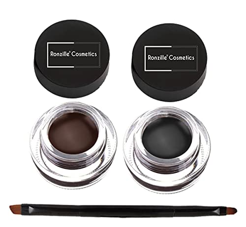 Ronzille Gel Kajal Eyeliner - Black & Brown Waterproof Smudge-Proof Kohl Pencil for Long-Lasting Eye Makeup | Perfect for Everyday Wear, Party Looks & Professional Makeup Artists