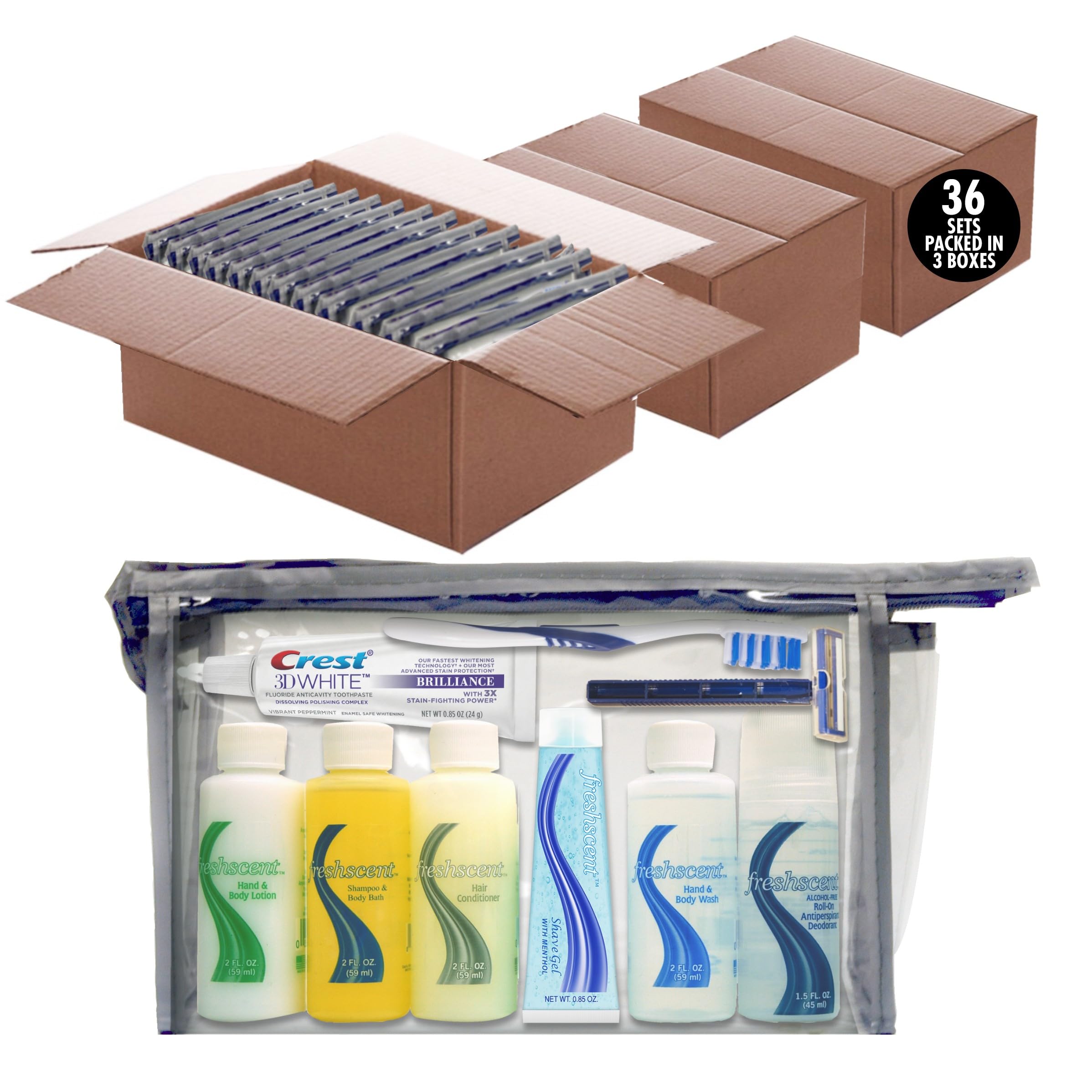 Unisex 10-Piece Budget Hygiene Kit by Convenience Kits International (36 Pack) - Perfect for Travel, Emergency Preparedness & Homeless Shelters