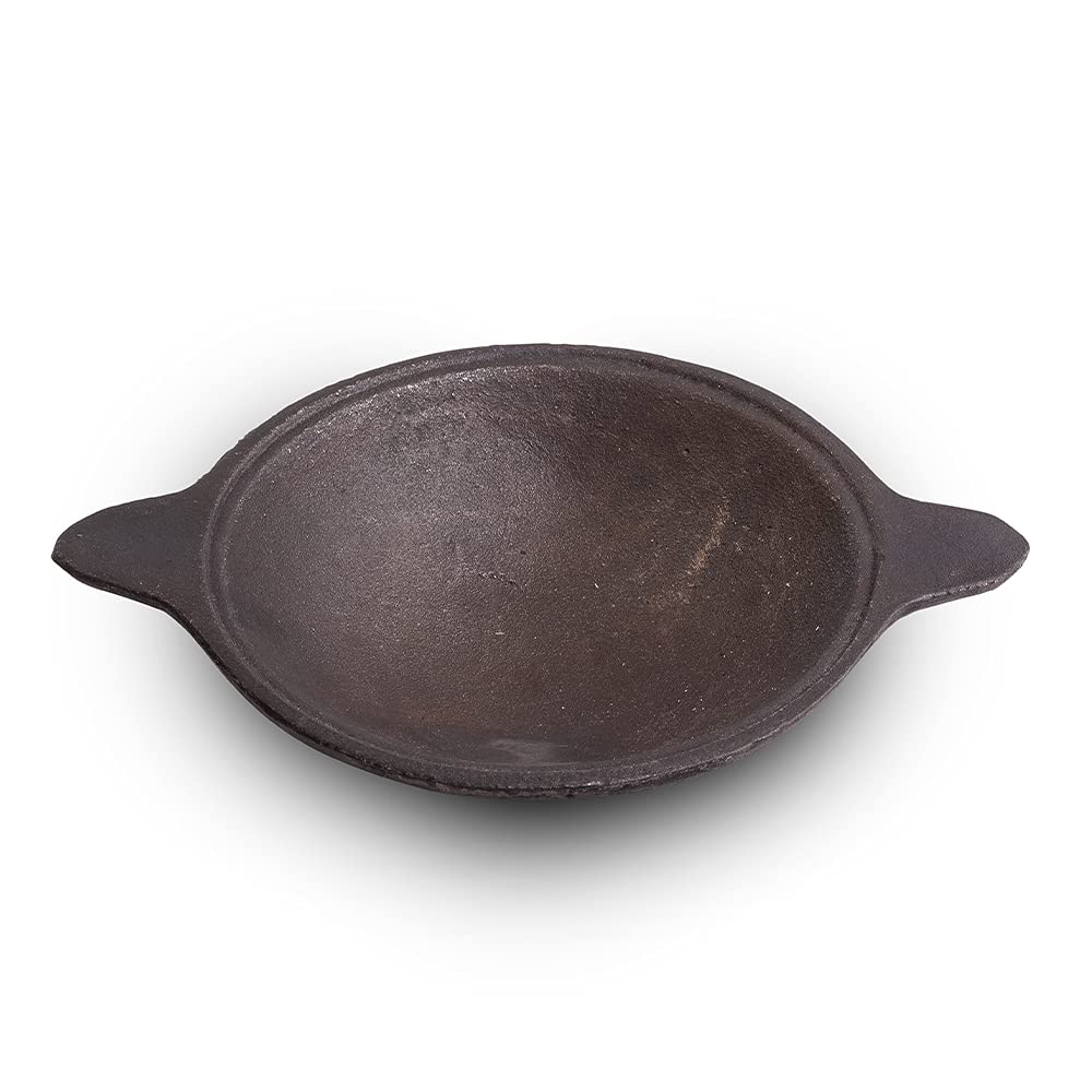Pre-Seasoned 27cm Cast Iron Appam Pan - Non-Stick, Durable & Rust-Resistant for Perfect South Indian Pancakes - Ideal for Home Cooking, Breakfast & Traditional Dishes