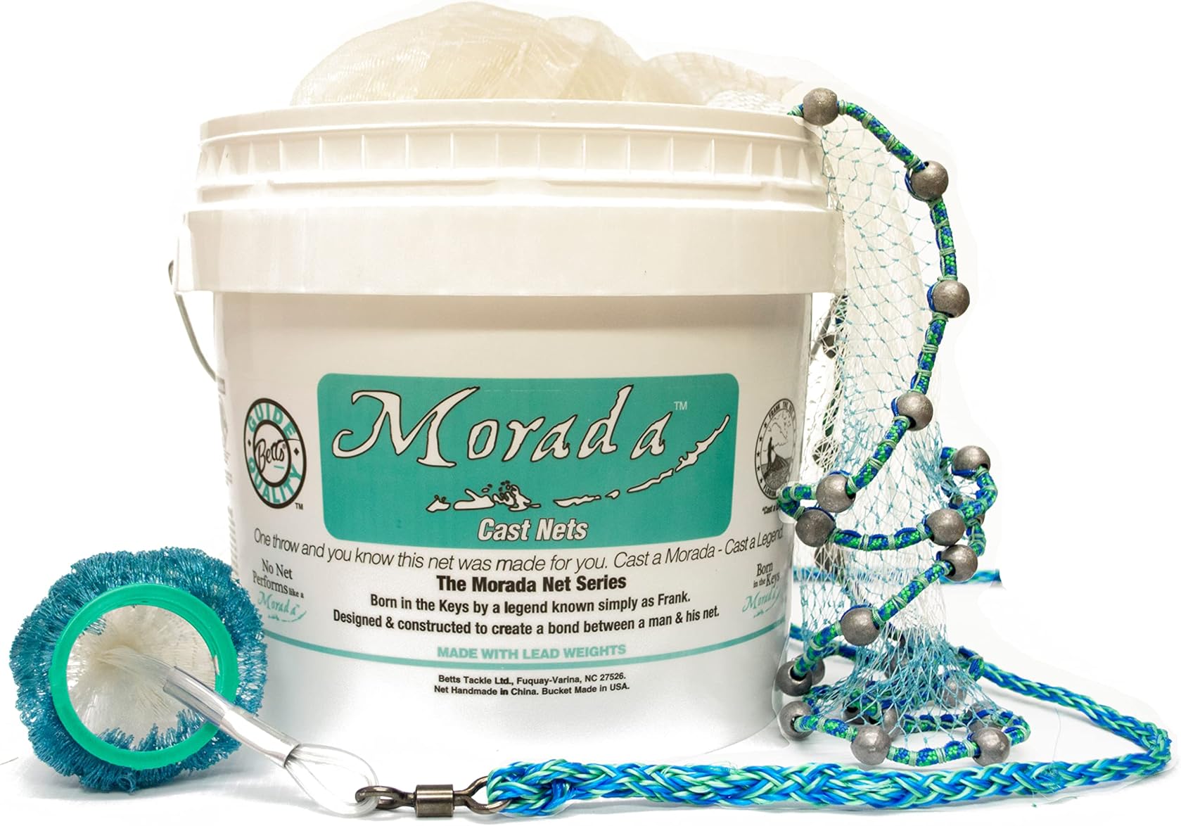 Betts 28 12 Morada Mono Cast Fishing Net 12 ft with 1 Inch Mesh & 1.60 lbs Lead Weight - Perfect for Saltwater Fishing, Surf Casting, and Bait Collection